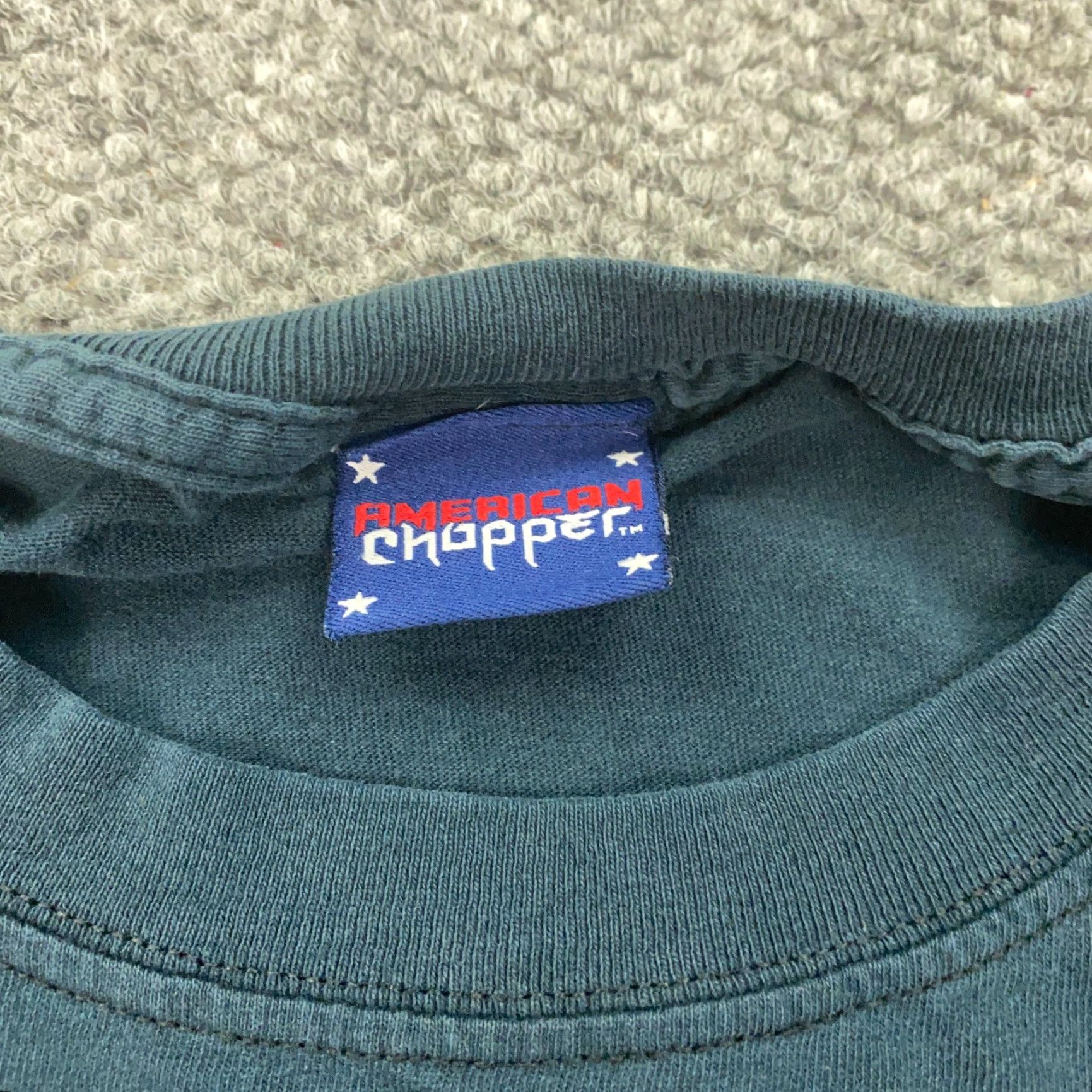Vintage American Chopper T-Shirt Mens Medium Blue Short Sleeve Crew Neck Bike Motorcycle Graphic Print Vintage Leather Jacket Tee Size US M / EU 48-50 / 2 - 4 Thumbnail