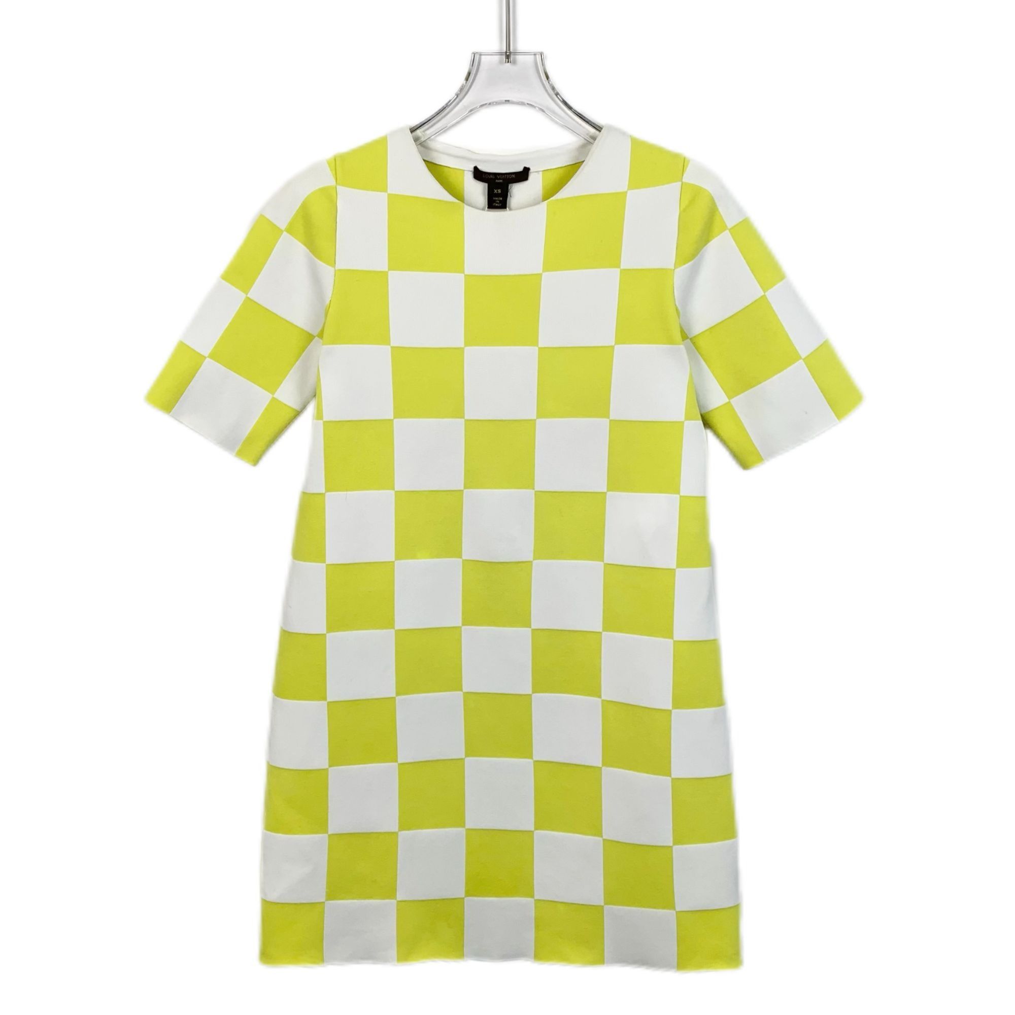 Louis Vuitton Louis Vuitton XS Yellow & White Checkered Short-Sleeve Dress Size XS / US 0-2 / IT 36-38 - 1 Thumbnail