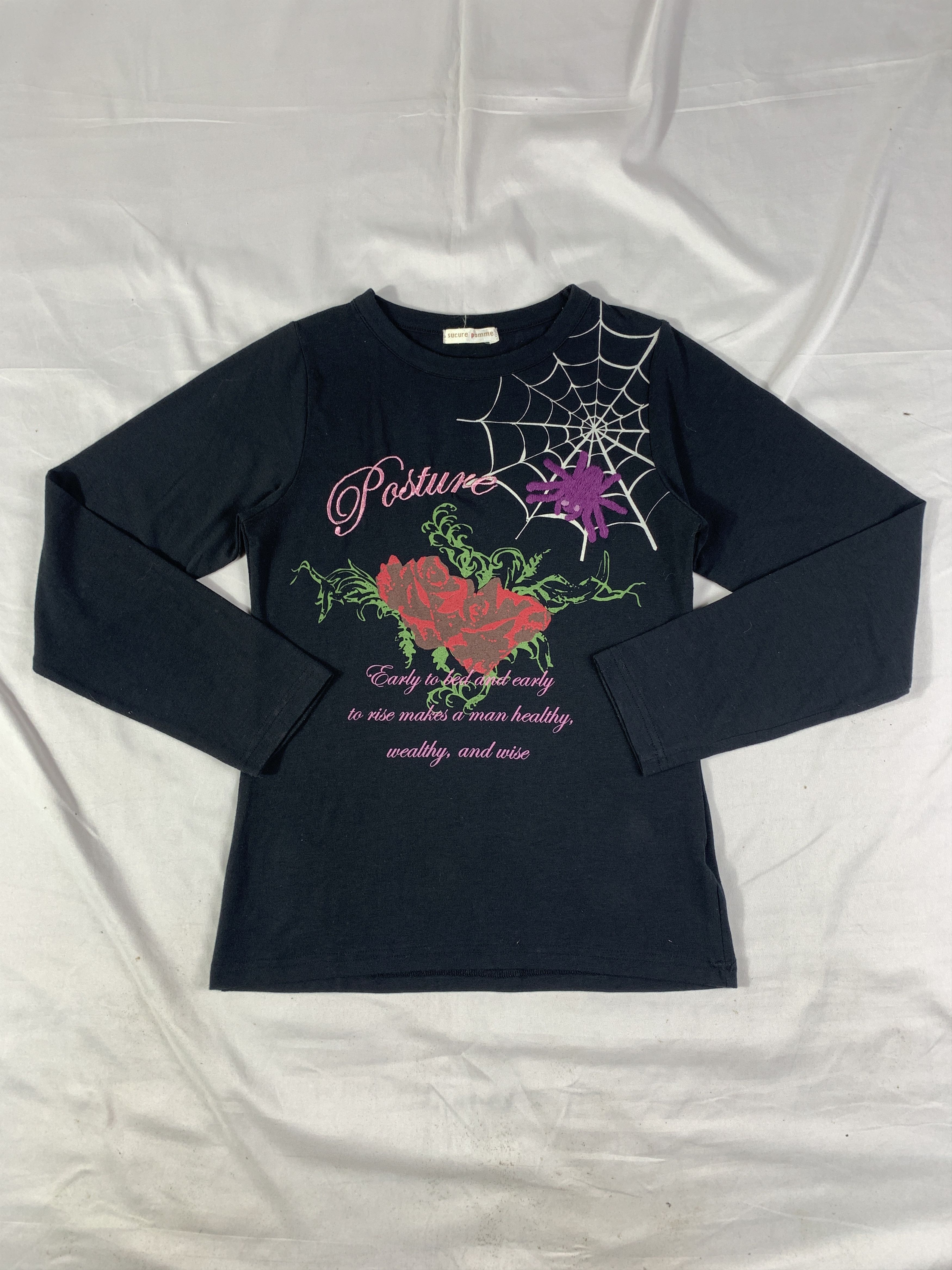 Japanese Brand sucure pomme Black Spider Poem Tee (S) Size S / US 4 / IT 40 - 1 Thumbnail