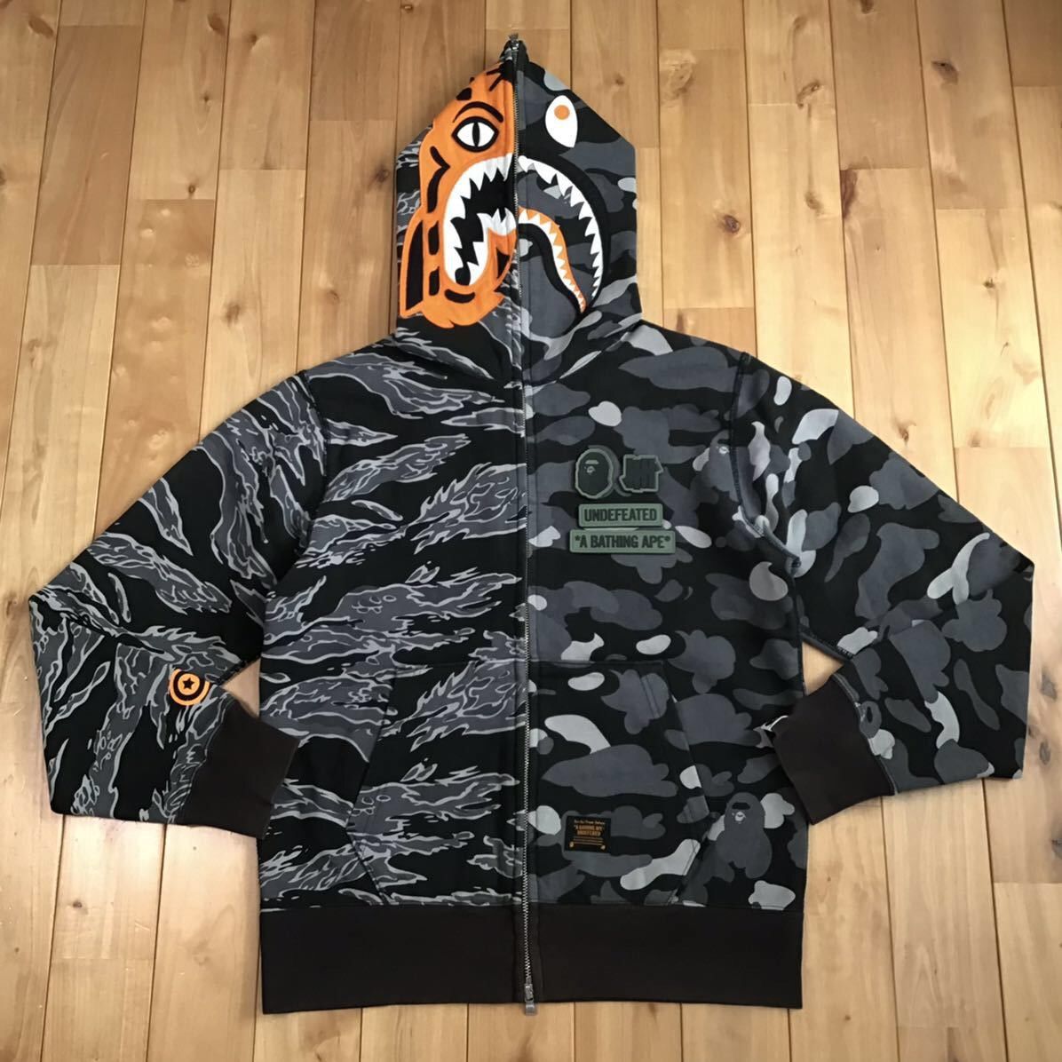 Bape BAPE Undefeated Tiger Shark full zip hoodie a bathing ape