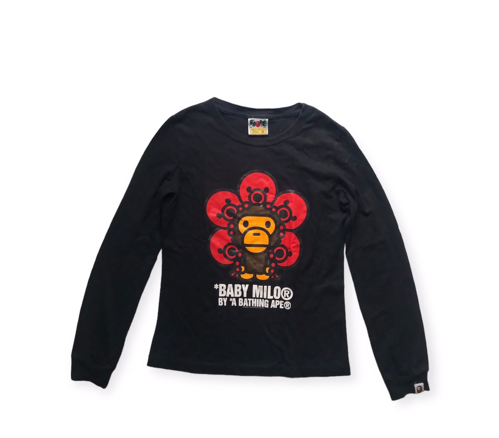 image of Bape Baby Milo Long Sleeve Tee 2009 in Black, Women's (Size XS)