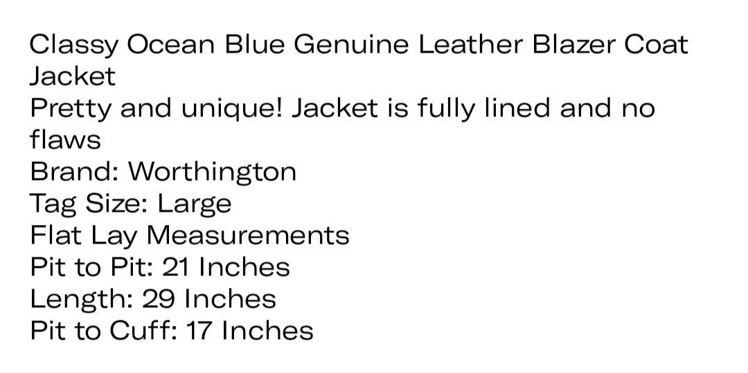 Worthington Women's Blue Genuine Leather Jacket Size L / US 10 / IT 46 - 9 Thumbnail