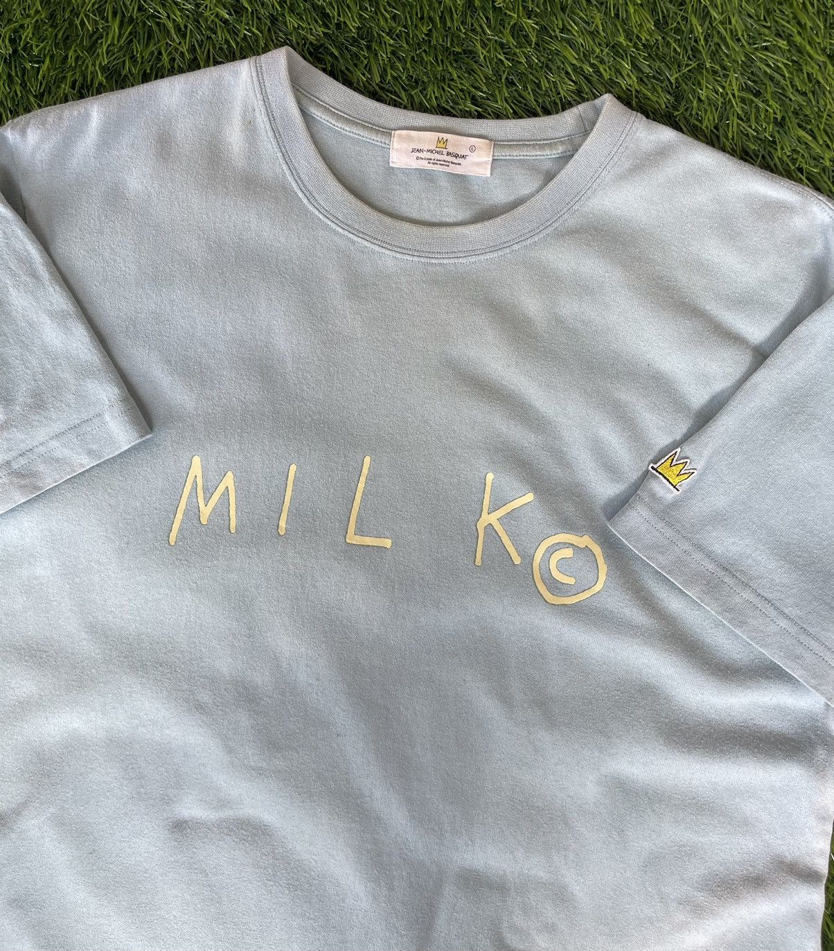 Jean-Michel Basquiat Vintage’y2k🔥JEAN MICHEL BASQUIAT🔥Milk Sun Faded Tshirt Size US L / EU 52-54 / 3 - 16 Thumbnail