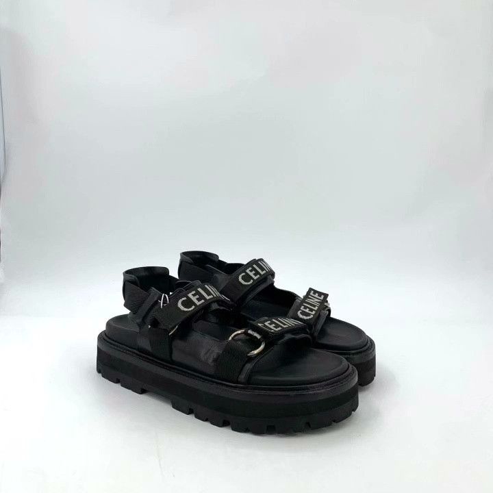 Celine Celine Black Round Toe Velcro Casual Sandals Size US 8 / EU 41 - 2 Thumbnail