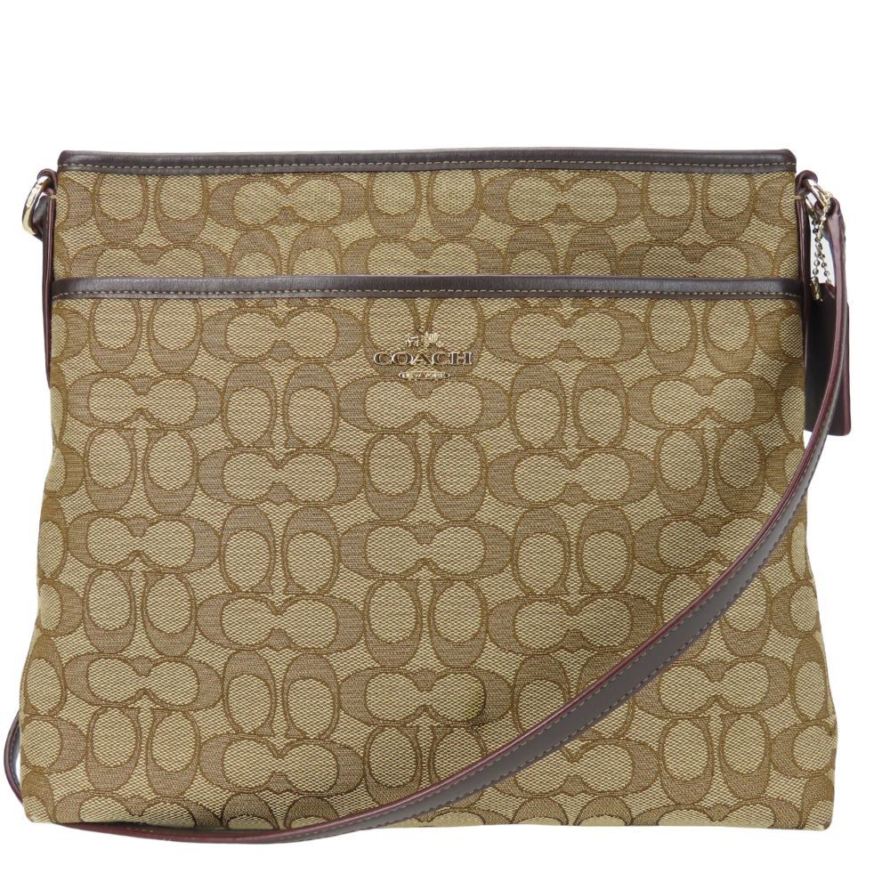 Coach Coach Signature Canvas Leather Shoulder Bag Canvas Shoulder Bag F58285 in Beige, Women's
