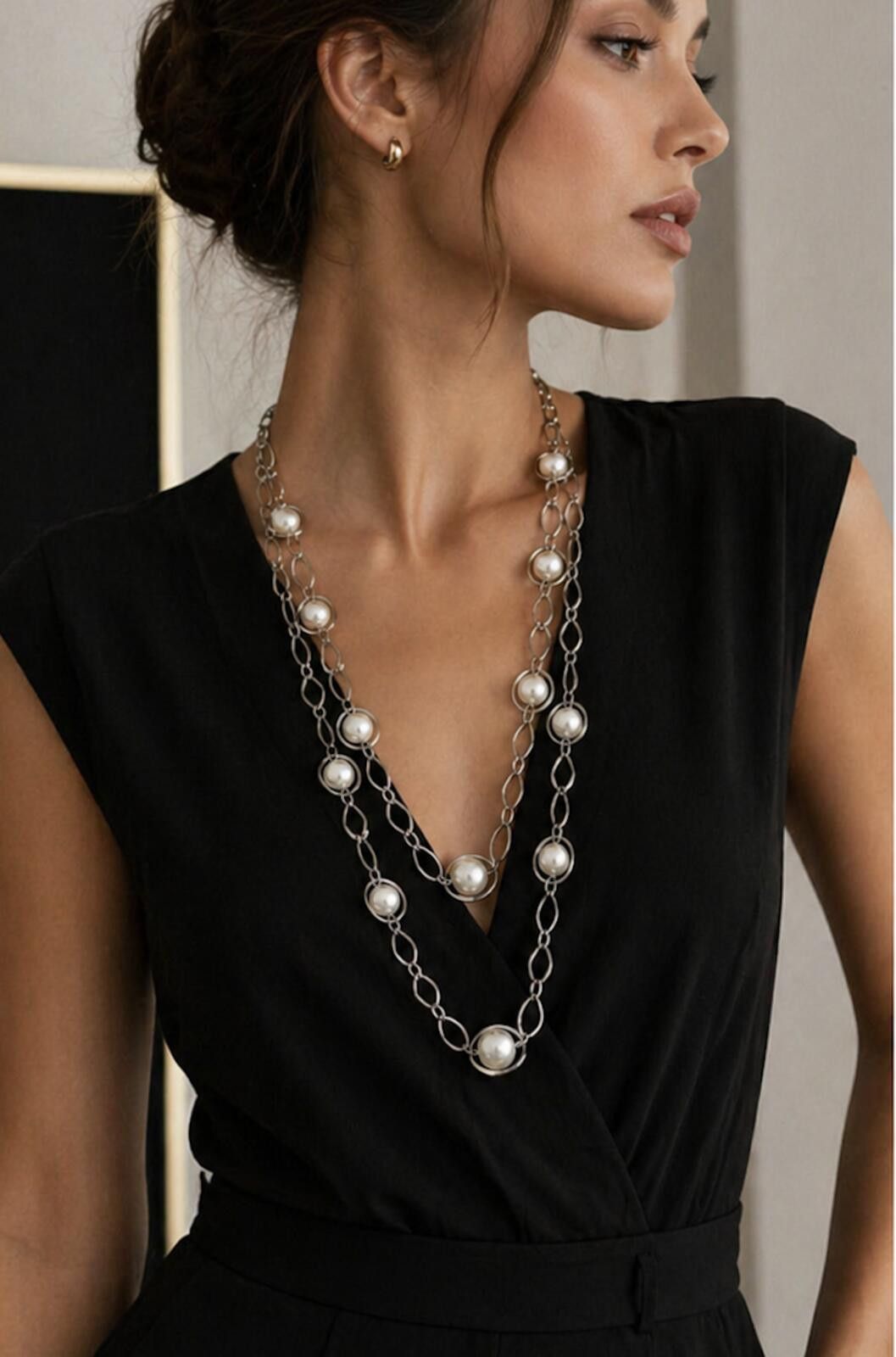 Other Vintage NY&Co Silver Faux Pearl Layered Necklace Size ONE SIZE - 8 Thumbnail