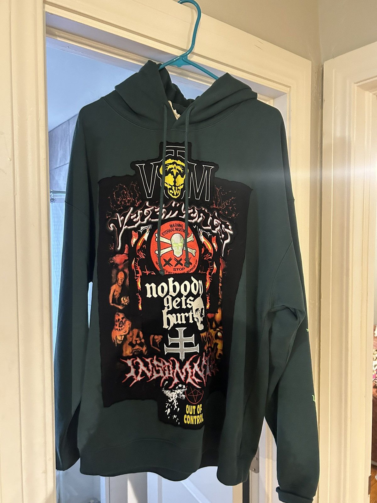 image of Vetements Metal Hoodie in Green, Men's (Size Small)