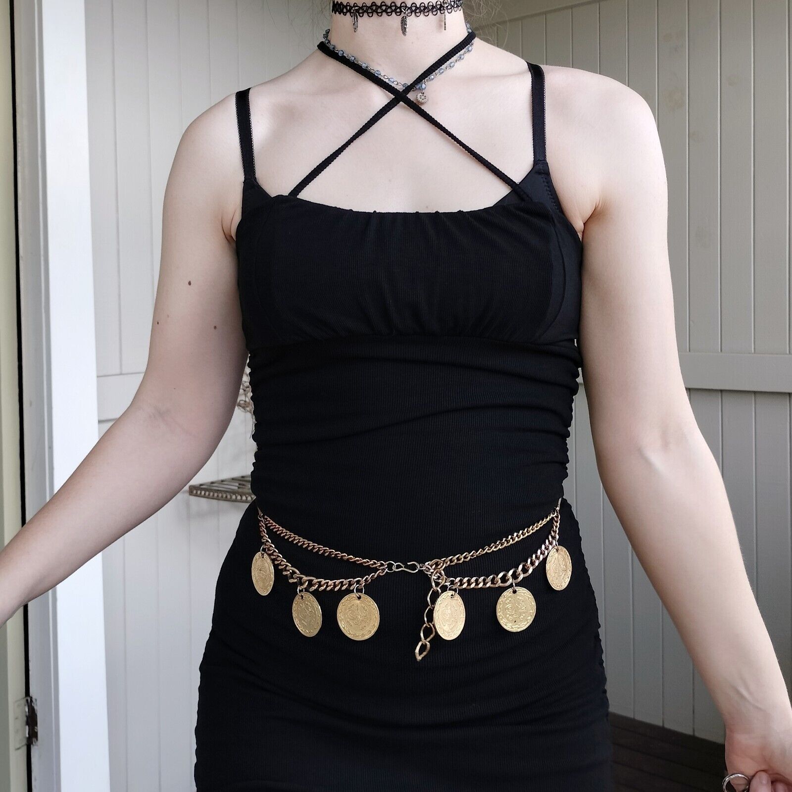 Designer Ally Dress Mini Bodycon Ruched LBD Party Evening Fairy Goth Size M / US 6-8 / IT 42-44 - 6 Thumbnail