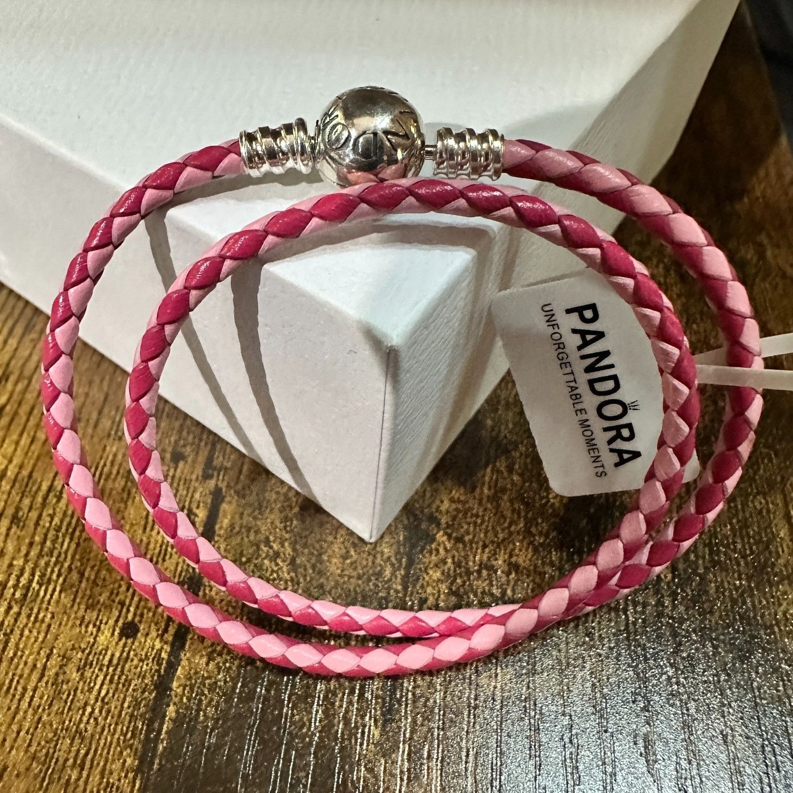 pandora Authentic Pandora Pink Double Wrap Leather Bracelet, SZ 23C Size ONE SIZE - 5 Thumbnail