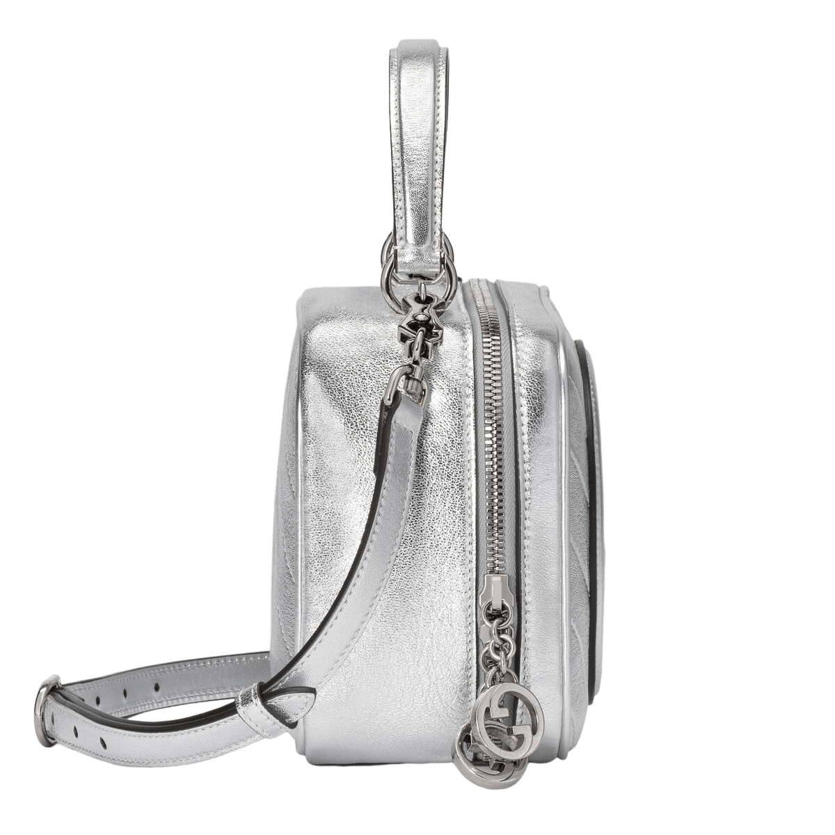 Gucci GUCCI Blondie Silver Metallic Leather Top Handle Bag Size ONE SIZE - 3 Thumbnail