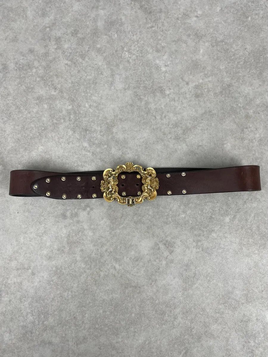 Dolce & Gabbana AW2006 Dolce & Gabbana Dark Brown Leather Baroque Angel Studded Belt Size ONE SIZE - 3 Thumbnail