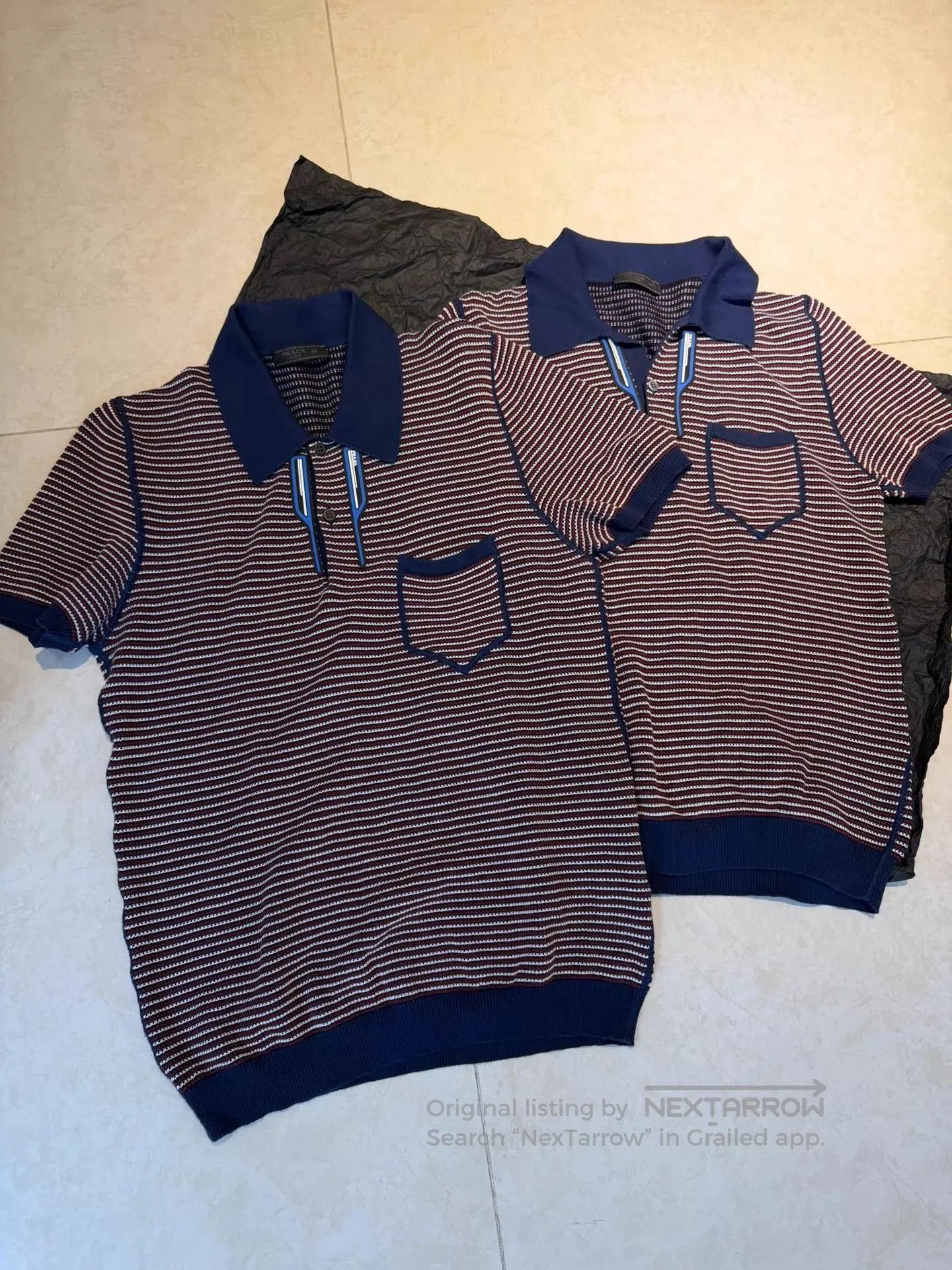 Prada Striped Short Sleeve Polo Shirt. Size US S / EU 44-46 / 1 - 1 Thumbnail