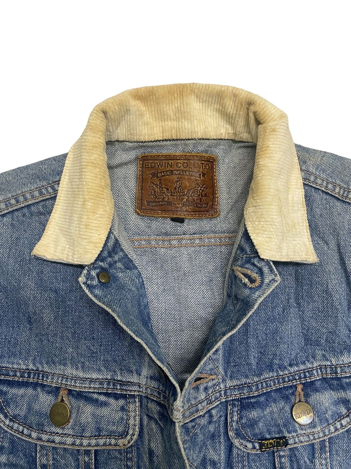 Edwin × Japanese Brand × Vintage VINTAGE DISTRESS EDWIN DENIM JACKET SCOVILL BUTTON Size US L / EU 52-54 / 3 - 4 Thumbnail