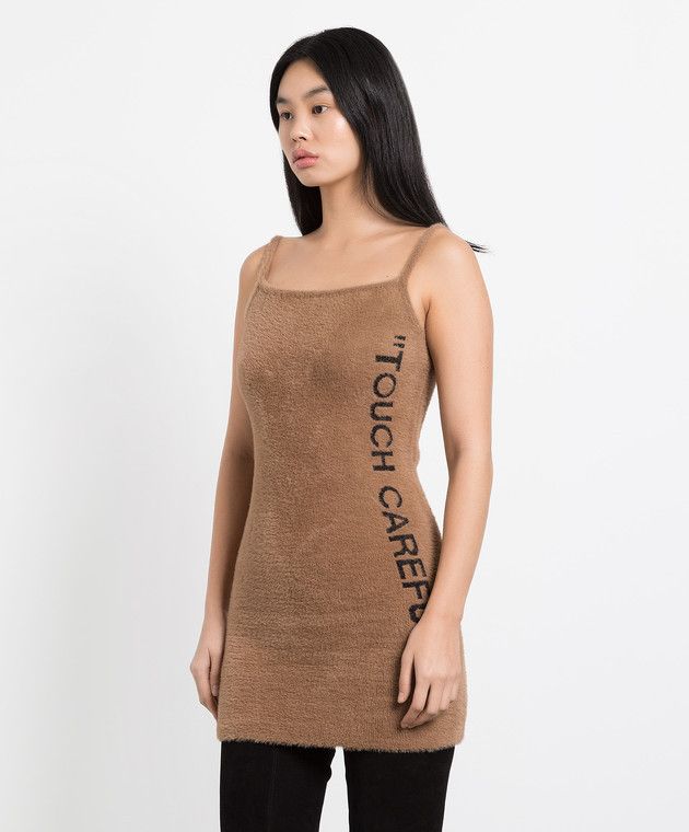 Off-White o1y1125 Mini Dress in Camel/Black Size S / US 4 / IT 40 - 2 Thumbnail