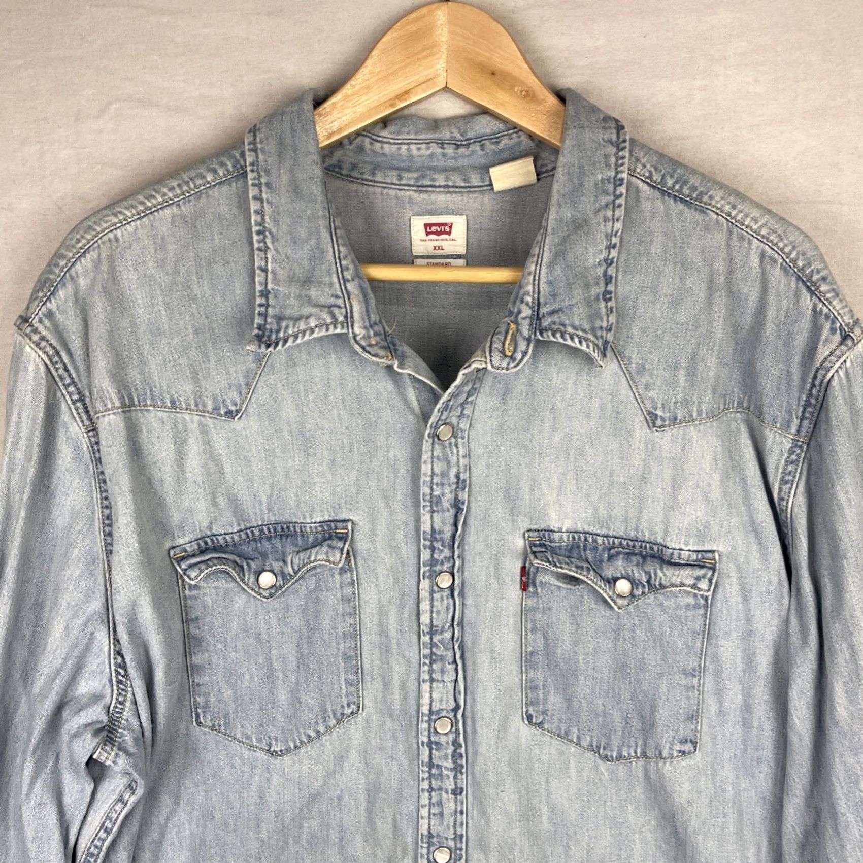 Levi's Levi's Pearl Snap Denim Shirt 2XL Blue Western Long Sleeve Button-Up Size US XXL / EU 58 / 5 - 3 Thumbnail