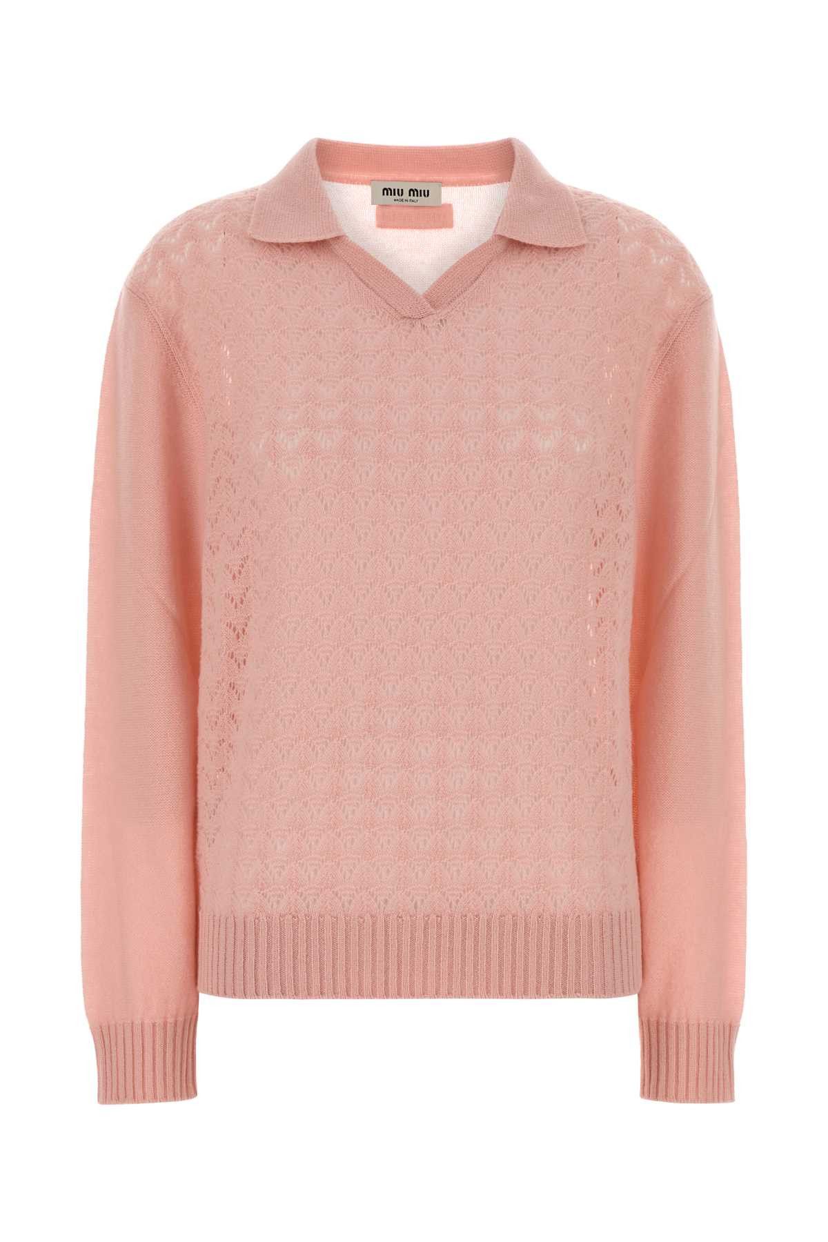 Miu Miu Pink Cashmere Polo Shirt Size S / US 4 / IT 40 - 1 Thumbnail