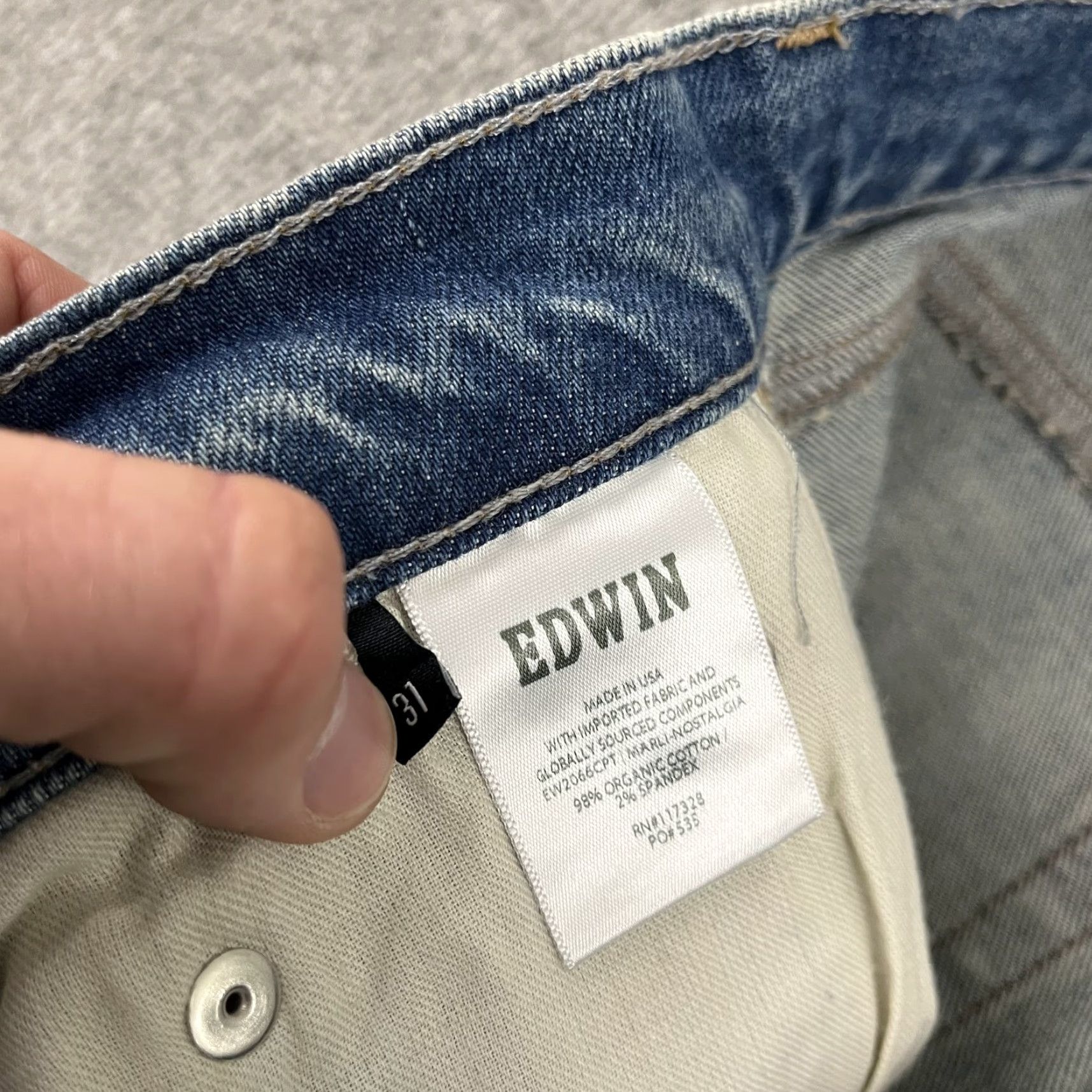 Edwin VINTAGE Edwin Jeans Womens 31x33 Light Blue Denim Wide Leg Organic Cotton Frayed Hem Size 24" / US 00 / IT 34 - 2 Thumbnail