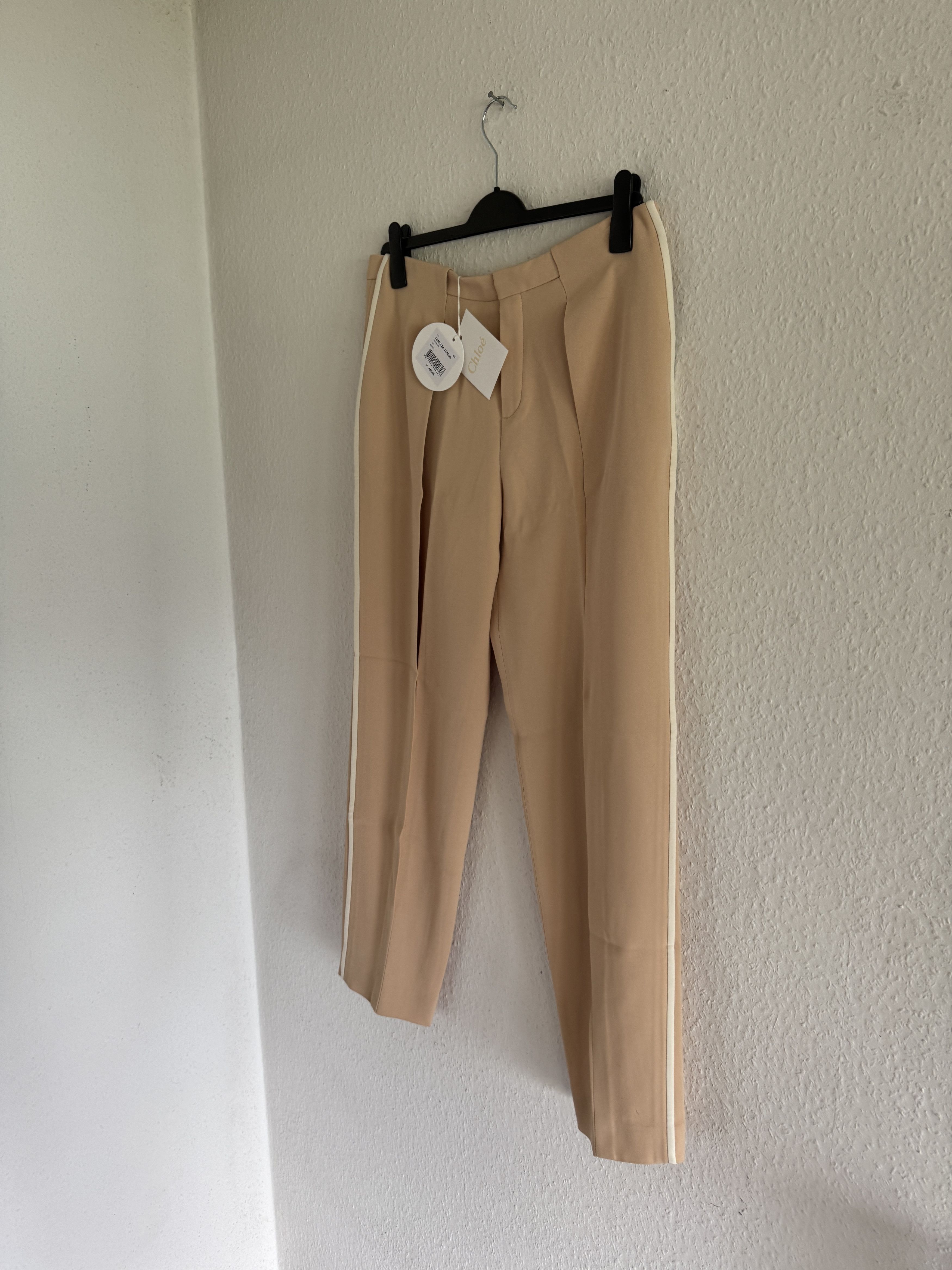 Chloe Beige Side-Stripe Trousers Size 30" / US 8 / IT 44 - 3 Thumbnail