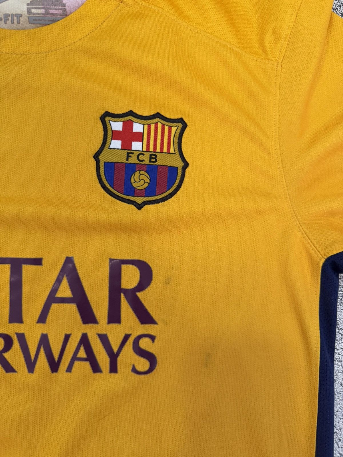 Nike Nike Barcelona 2015 Away Jersey Yellow Shirt MenM 658785-740 Size US M / EU 48-50 / 2 - 20 Thumbnail