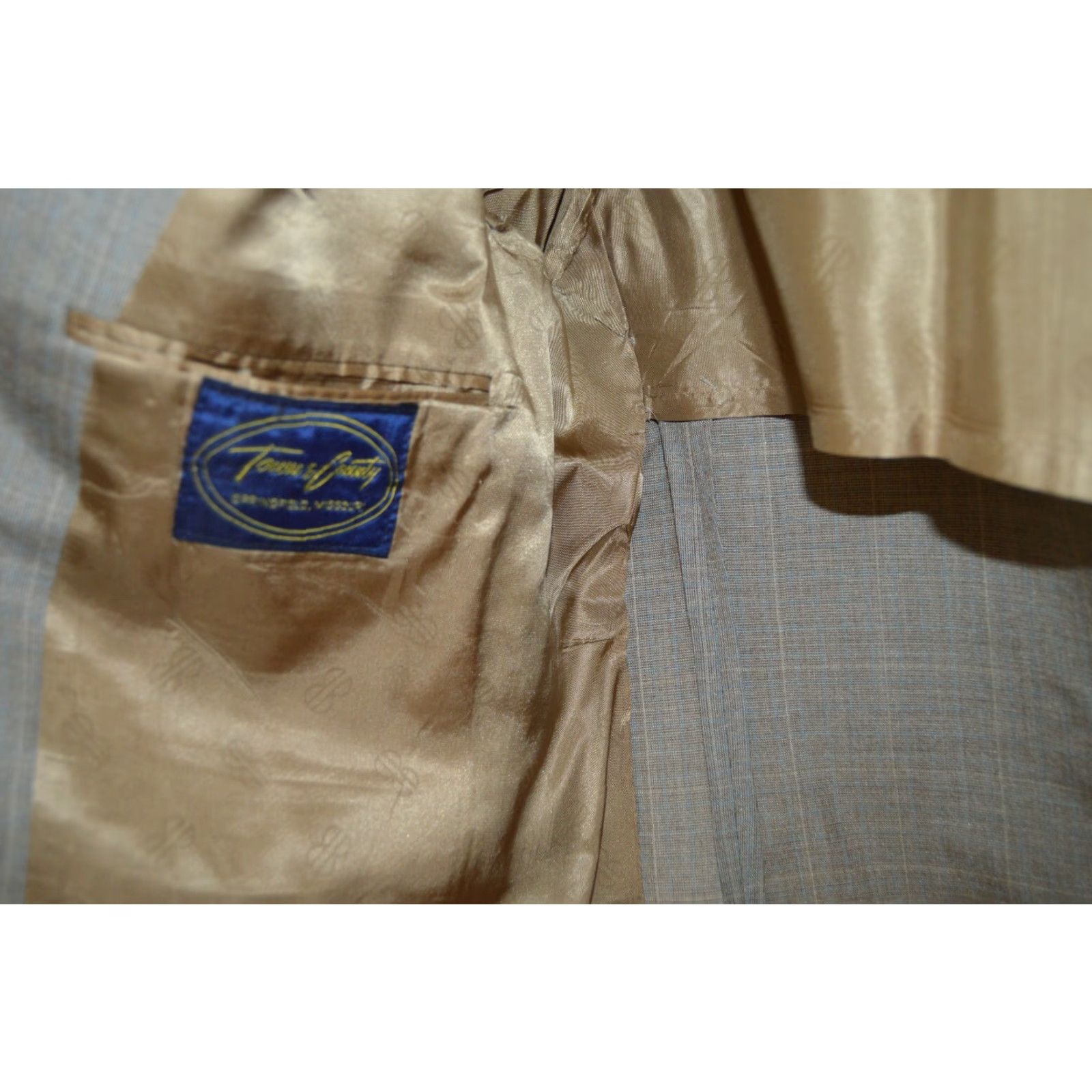 Bill Blass Bill Blass Men 100% Wool Blazer Beige Sport Coat Sz 42L Classic Two Button Plaids & Checks Long Coat Mens Beige Bill Blass Wool Blazer 42L Sport Coat Size 42R - 4 Thumbnail