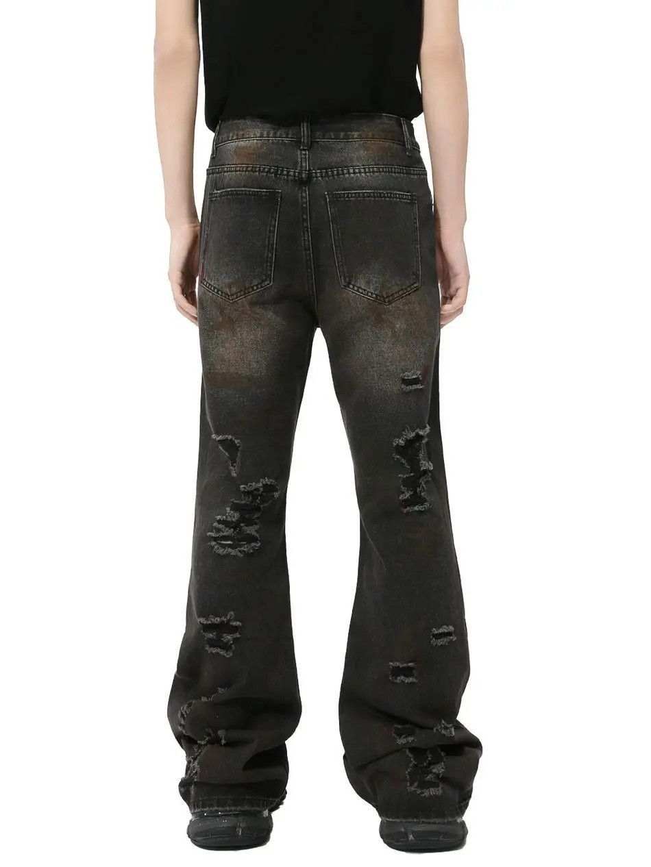 Japanese Brand Retro loose casual ripped slightly flared jeans Size US 32 / EU 48 - 4 Thumbnail