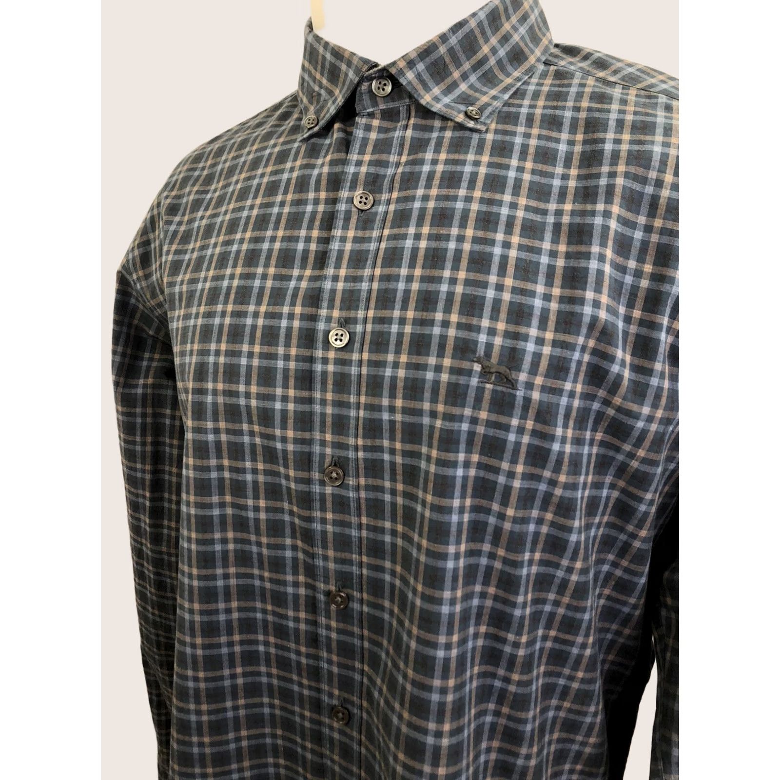 Rodd & Gunn RODD & GUNN Embroidered Dog Logo Blue/Tan/Black Shirt Mens XL Button-Up Long Sleeve Size US XL / EU 56 / 4 - 1 Thumbnail