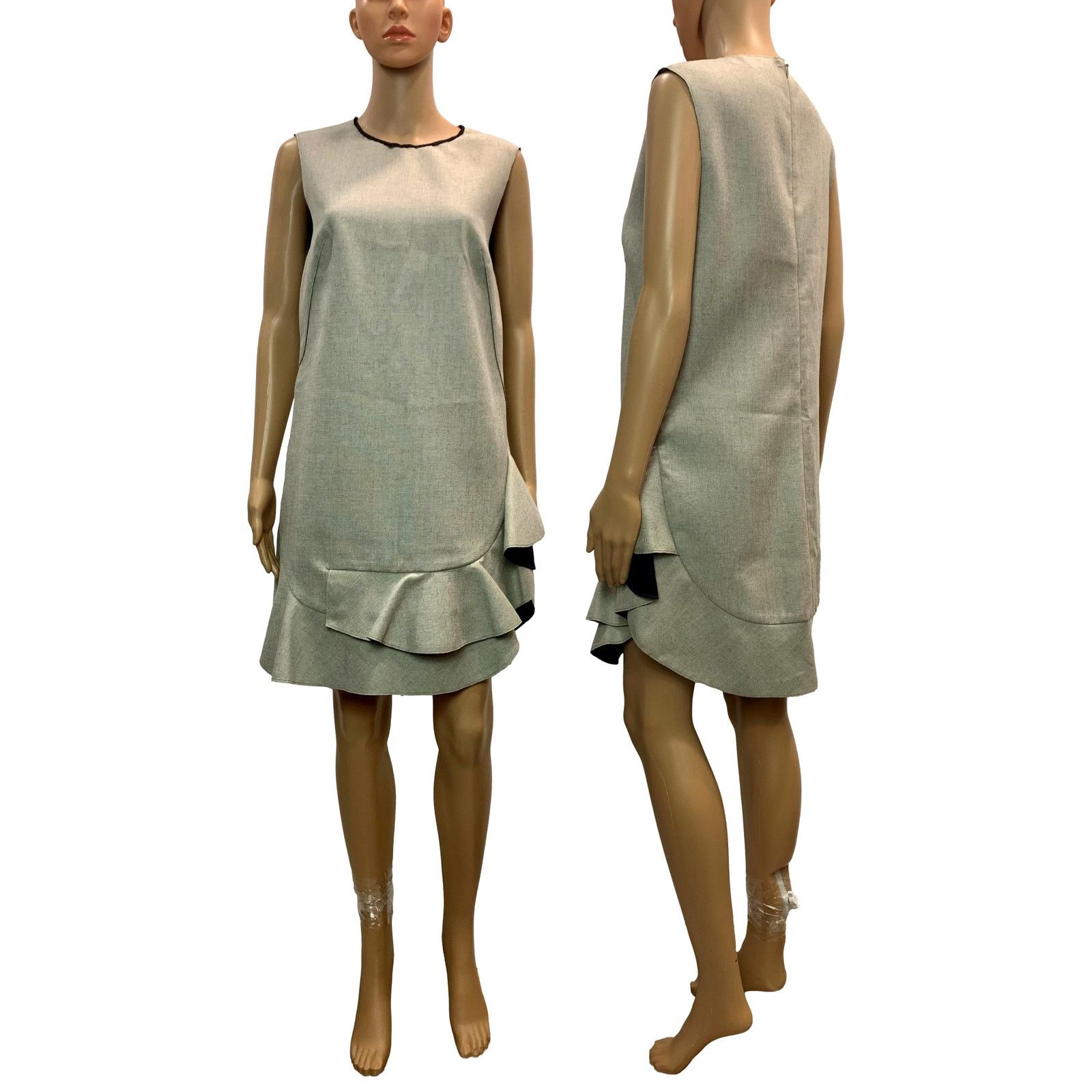 3.1 Phillip Lim 3.1 Phillip Lim Neutral Sleeveless Shift Dress w Flounce Hem Size M / US 6-8 / IT 42-44 - 3 Thumbnail