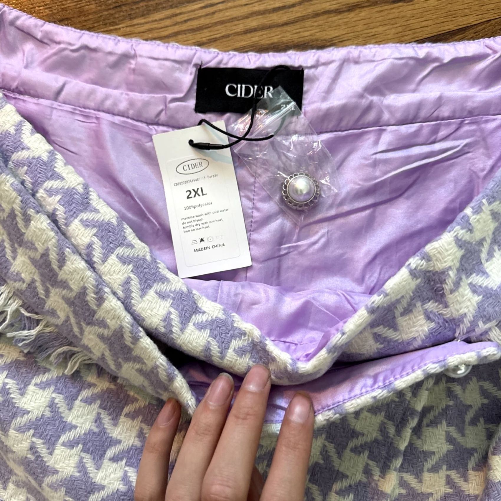 Cider CIDER Jacket Short Purple Houndstooth Tweed XL Women Suit Set Short Jacket C11 Size 40" / US 18 - 4 Thumbnail