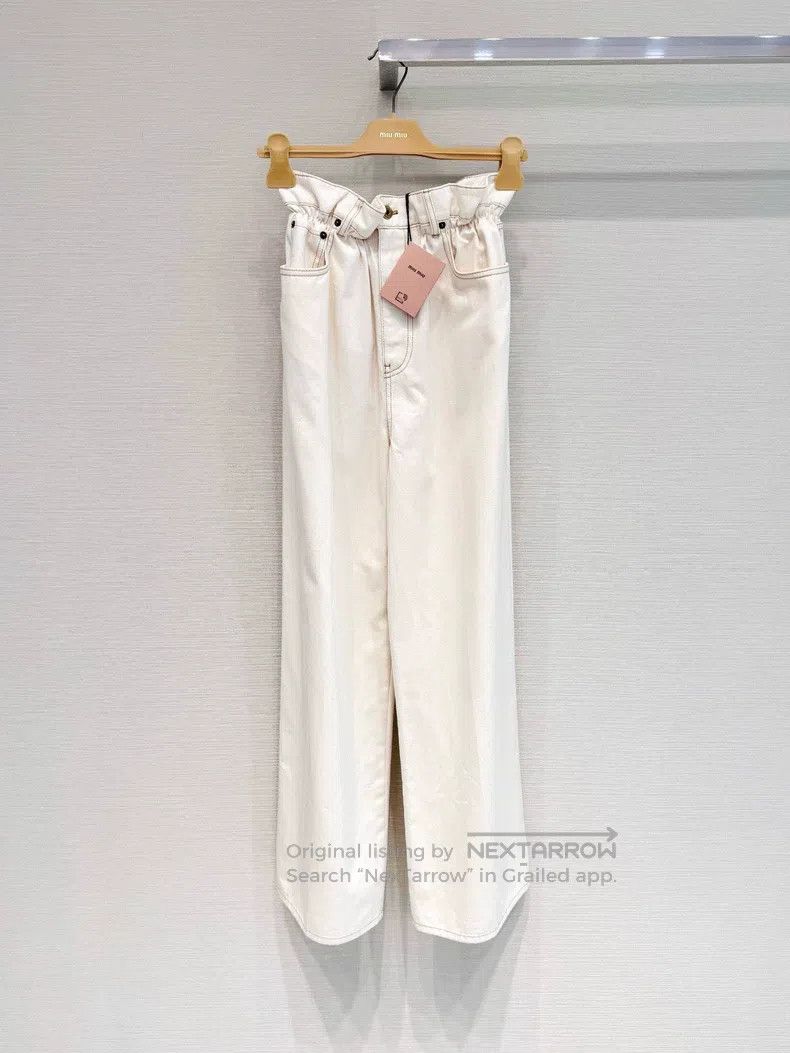 Miu Miu Miu Miu 26 Cream letter pocket bud jeans Size 26" / US 2 / IT 38 - 1 Thumbnail