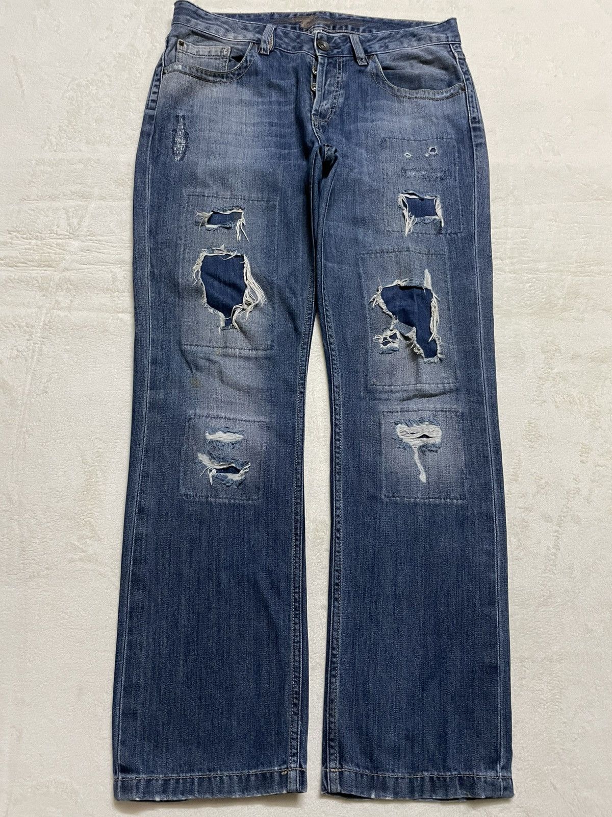 Japanese Brand Vintage Colin’s Distress Ripped Denim Jeans Size US 33 - 1 Thumbnail