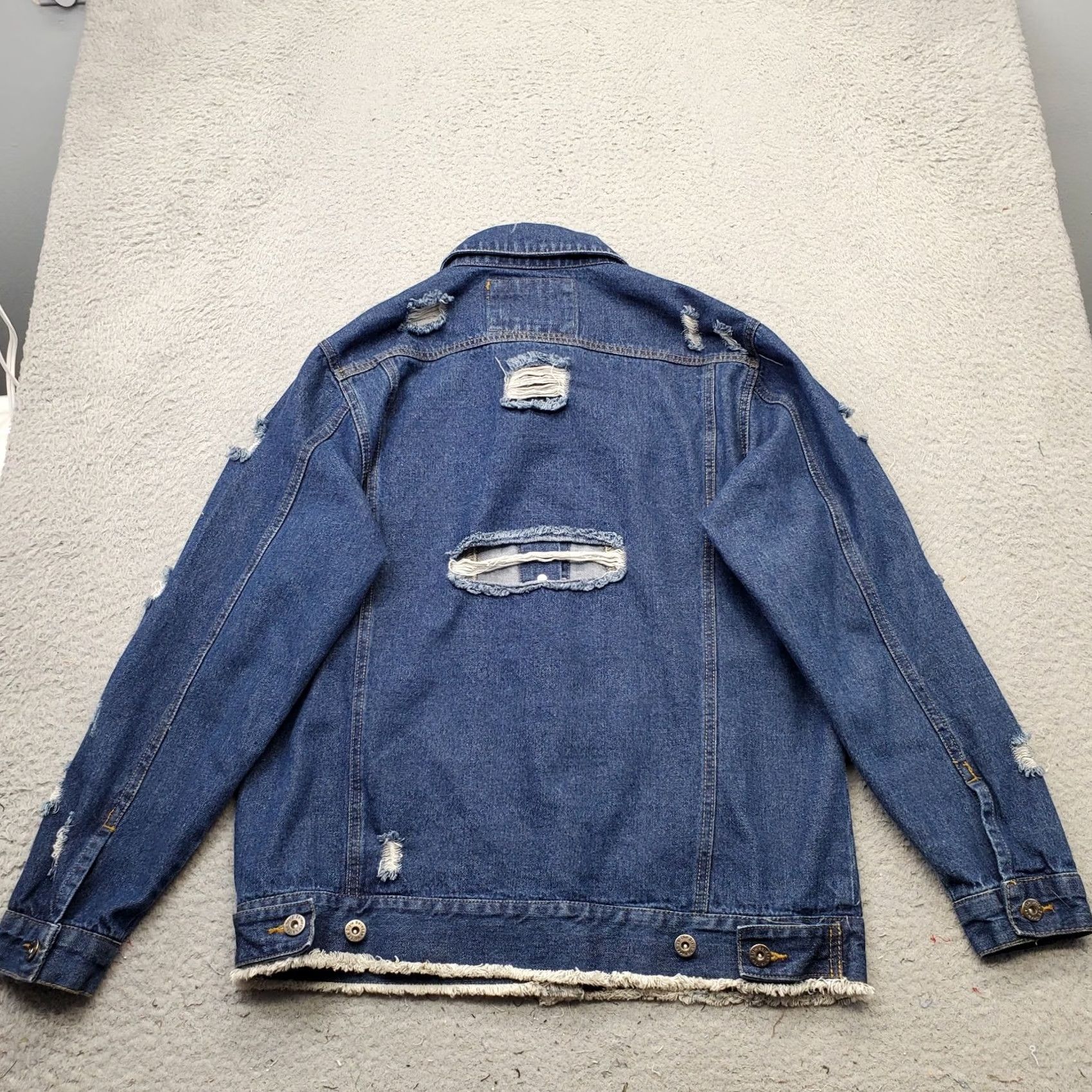 Denime The Style Between Us Denim Trucker Jacket Women XL Blue Distressed Button Front Size XL / US 12-14 / IT 48-50 - 2 Thumbnail