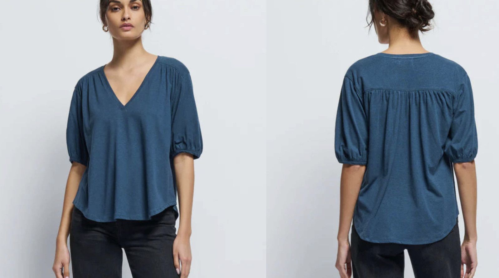 Nation LTD Nation LTD Eddie Shirred Shoulder Top Midnight Navy ( S ) Size S / US 4 / IT 40 - 2 Thumbnail