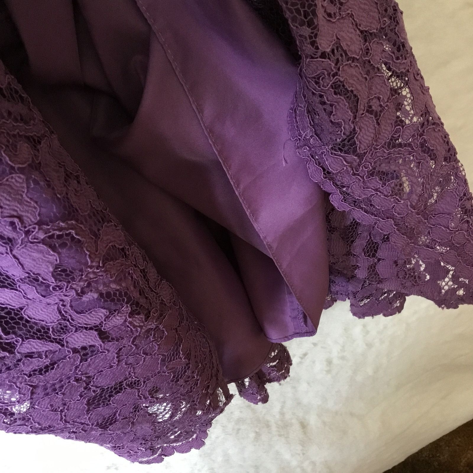 Other David's Bridal Dark Purple Strapless Lace Dress Size XS / US 0-2 / IT 36-38 - 14 Thumbnail