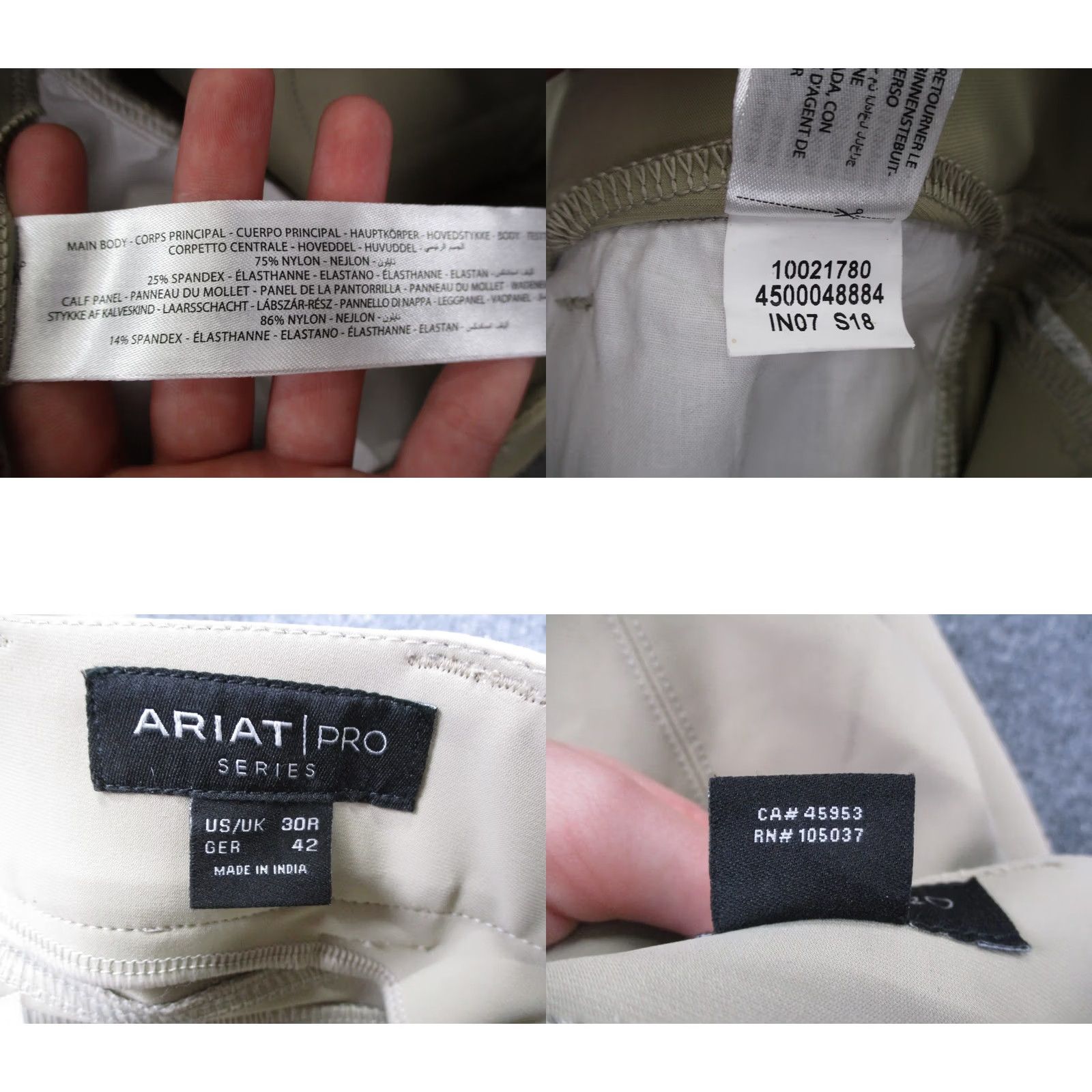 Ariat Ariat Pants Womens 30R Beige Pro Riding Equestrian Active Work Stretch Breeches Size 30" / US 8 / IT 44 - 8 Thumbnail