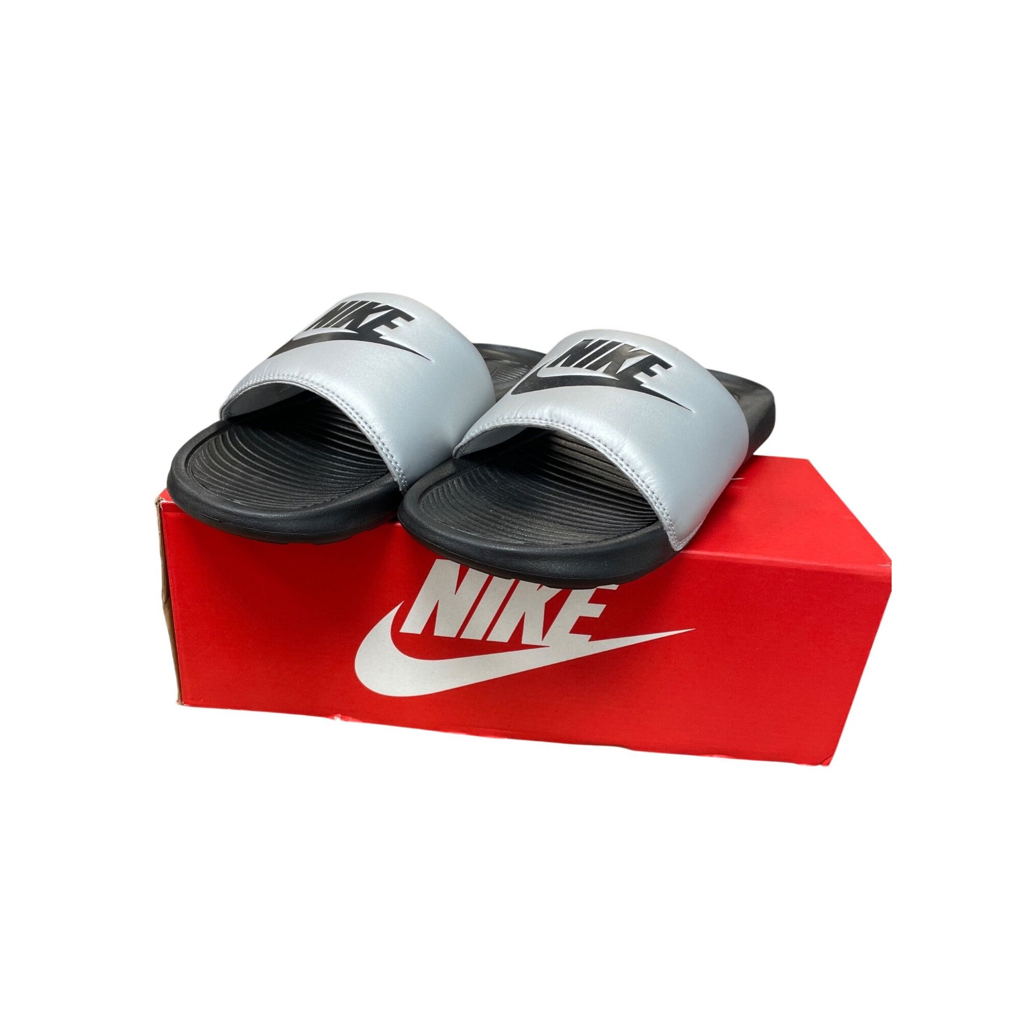 Nike Nike womans black silver sliders casual sandals sz 10 SKU 98 Size US 10 / IT 40 - 1 Thumbnail