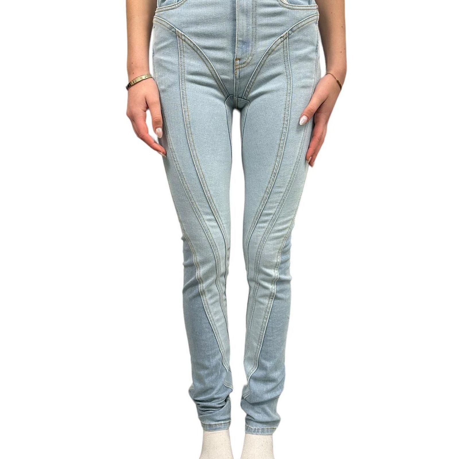 Thierry Mugler Mugler 2 Tone denim jeans Size 26" / US 2 / IT 38 - 2 Thumbnail