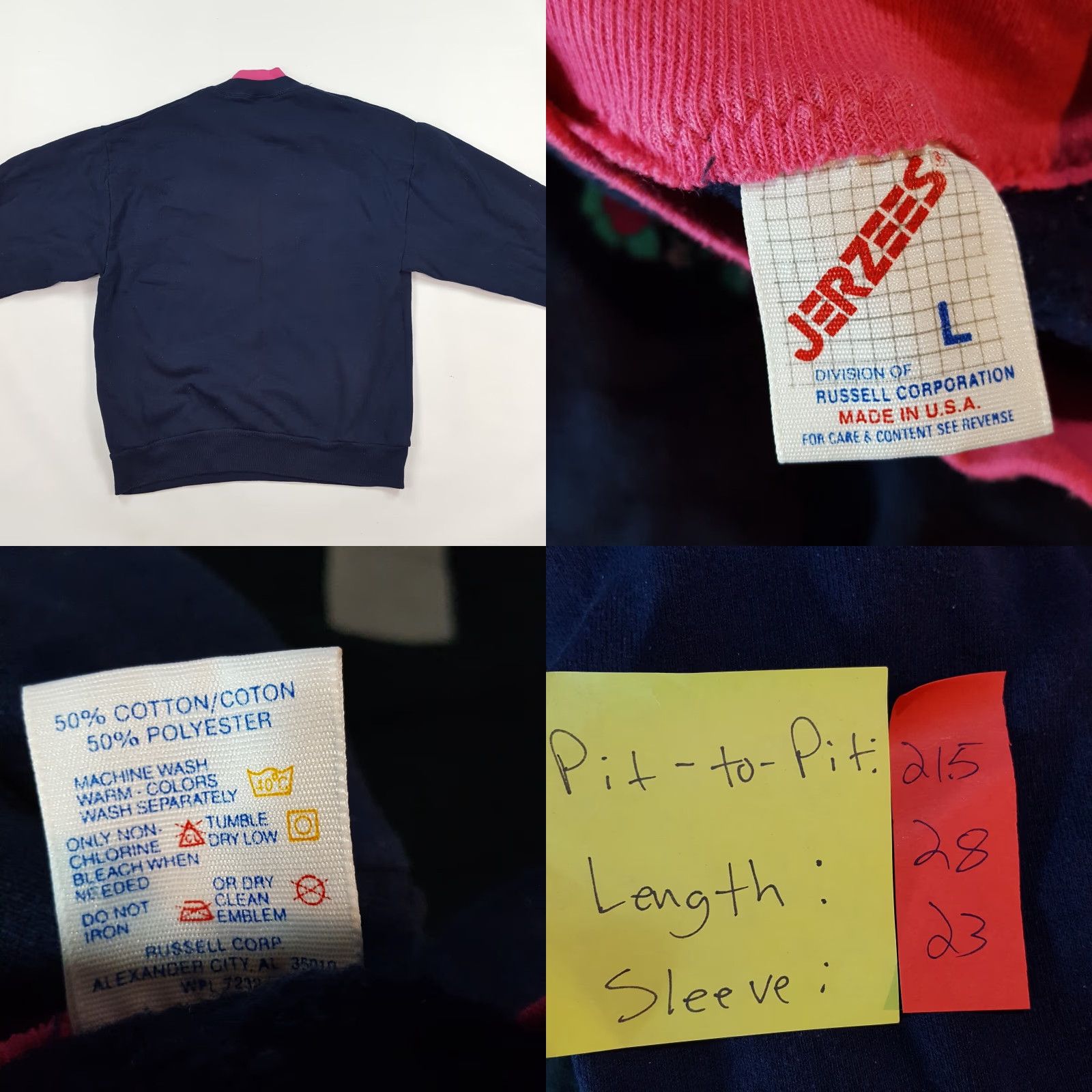 Jerzees VINTAGE Jerzees Sweatshirt Navy Crewneck 90s Cute Heart Flowers Women's L Blue U.S. Retro Pullover Sweatshirt Womens Size L / US 10 / IT 46 - 8 Thumbnail