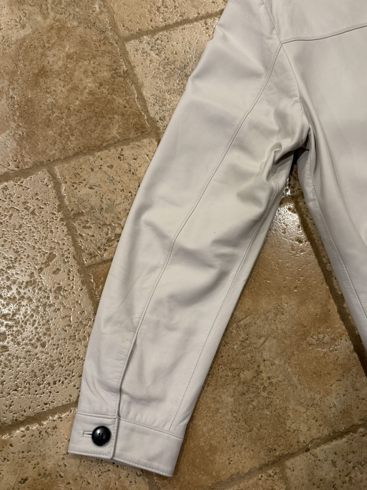 Prada Prada Nappa White / Light Grey Leather Zip Up Blouson Jacket Size US L / EU 52-54 / 3 - 12 Thumbnail