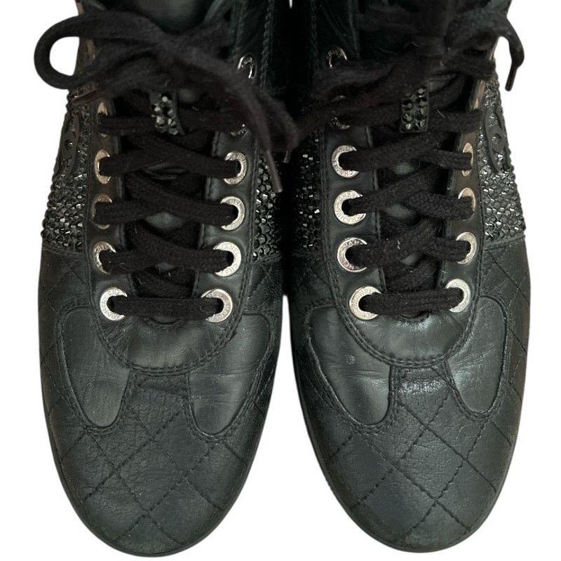 Chanel Chanel Black Quilted CC Logo Leather Sneakers, IT 39.5 Size US 9.5 / IT 39.5 - 4 Thumbnail