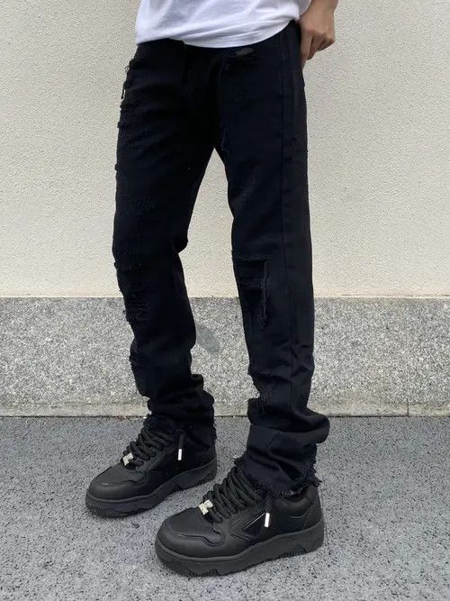 VIBE punk flared damaged ripped jeans Size US 32 / EU 48 - 6 Thumbnail