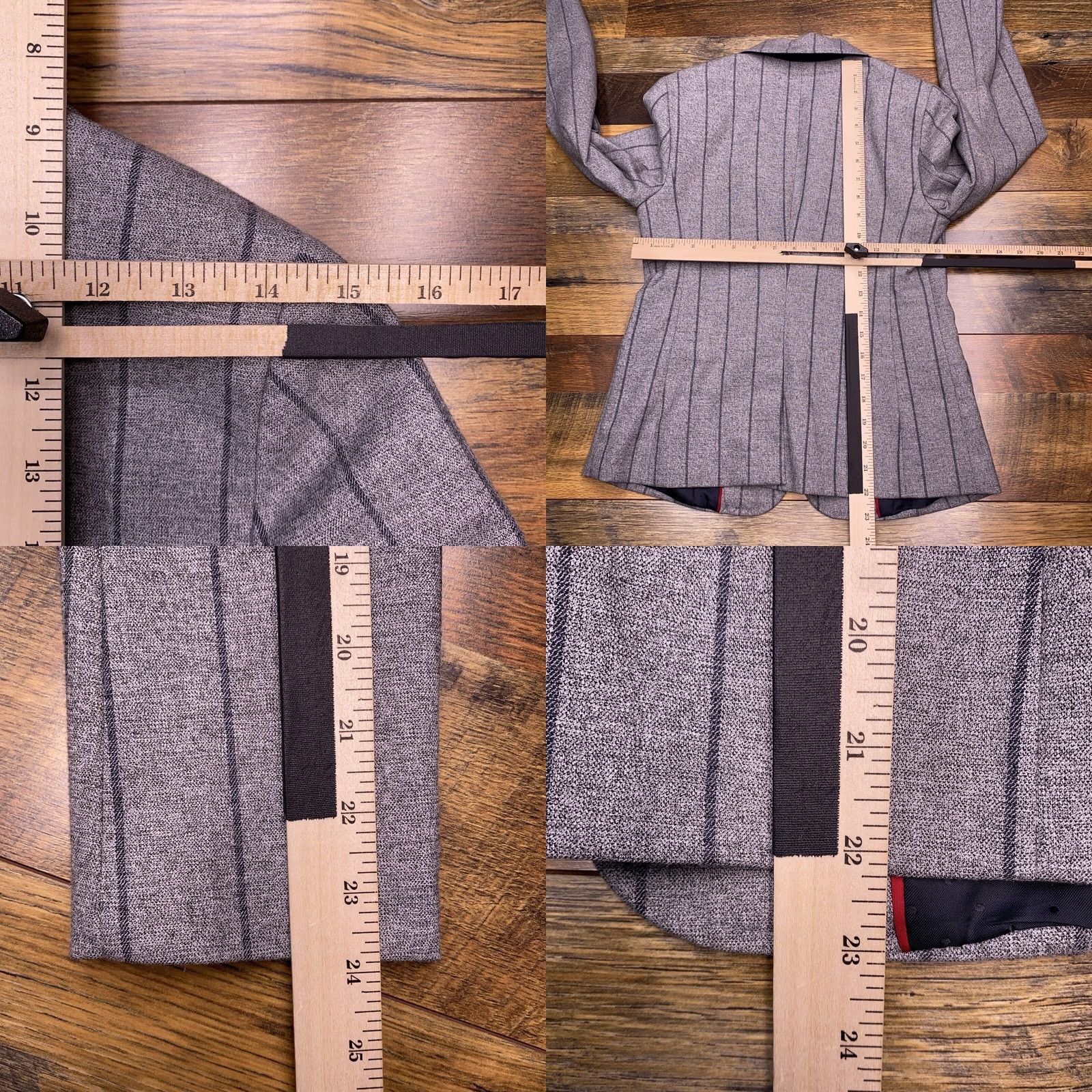 Banana Republic Banana Republic Blazer Womens 0 Gray Striped Stretch Jacket Short Notch 2-Button Sleeve Long Regular Size XS / US 0-2 / IT 36-38 - 9 Thumbnail