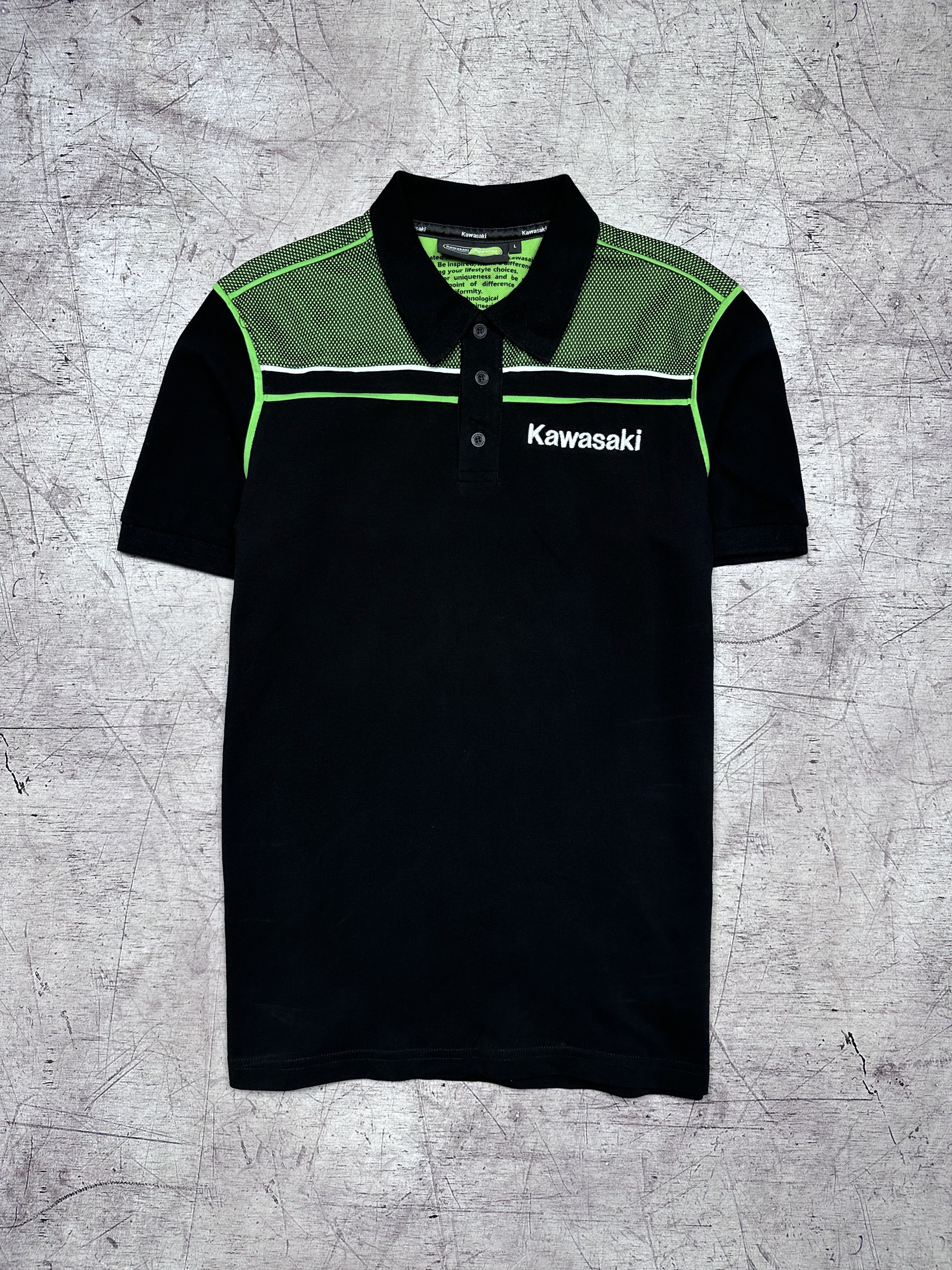 Japanese Brand × Vintage Kawasaki Racing Team Vintage Mens Polo Shirt Size US L / EU 52-54 / 3 - 1 Thumbnail