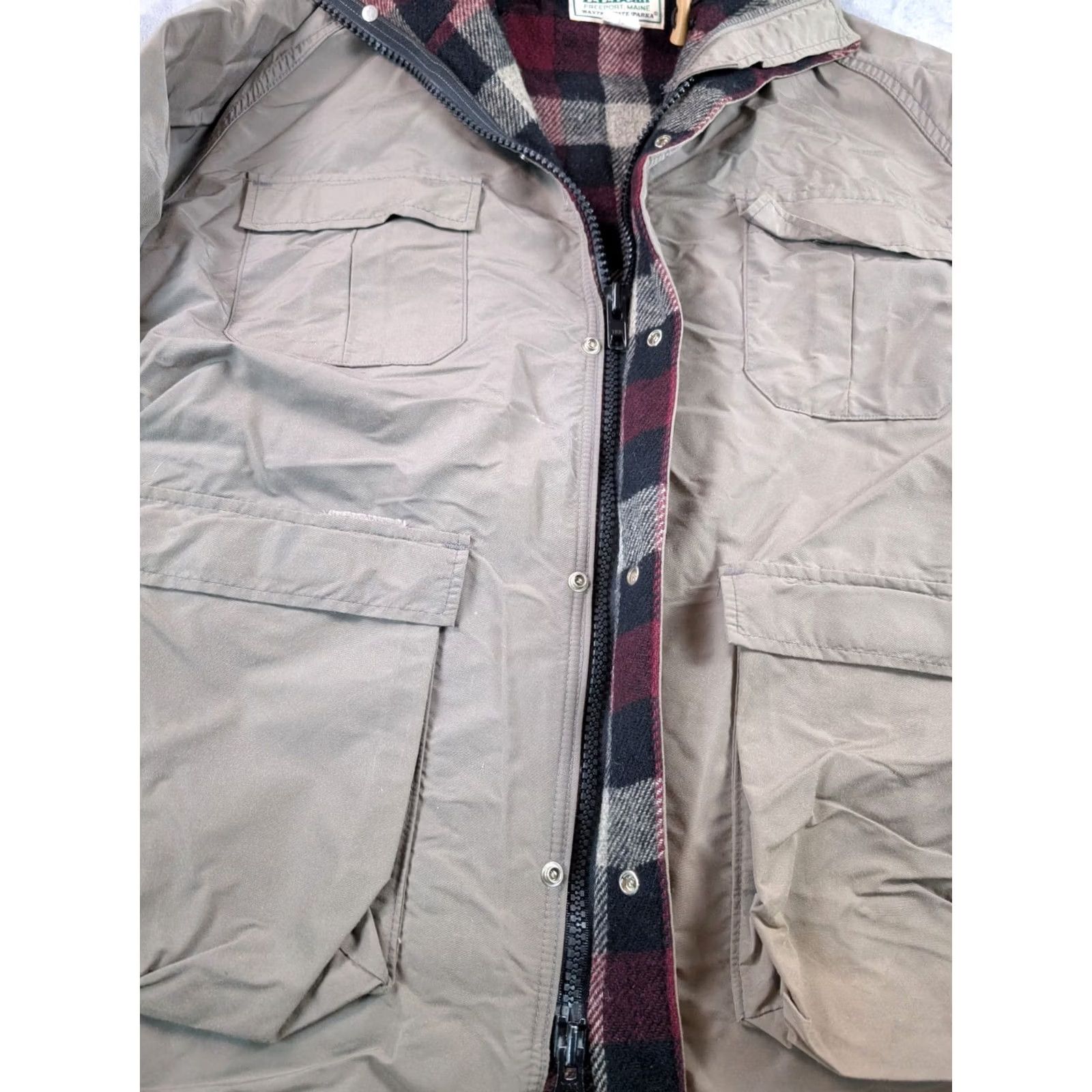 Vintage VTG LL Bean Jacket Mens XL Gray Baxter State Wool Lined Parka 80s USA Hooded Jacket Size US XL / EU 56 / 4 - 4 Thumbnail