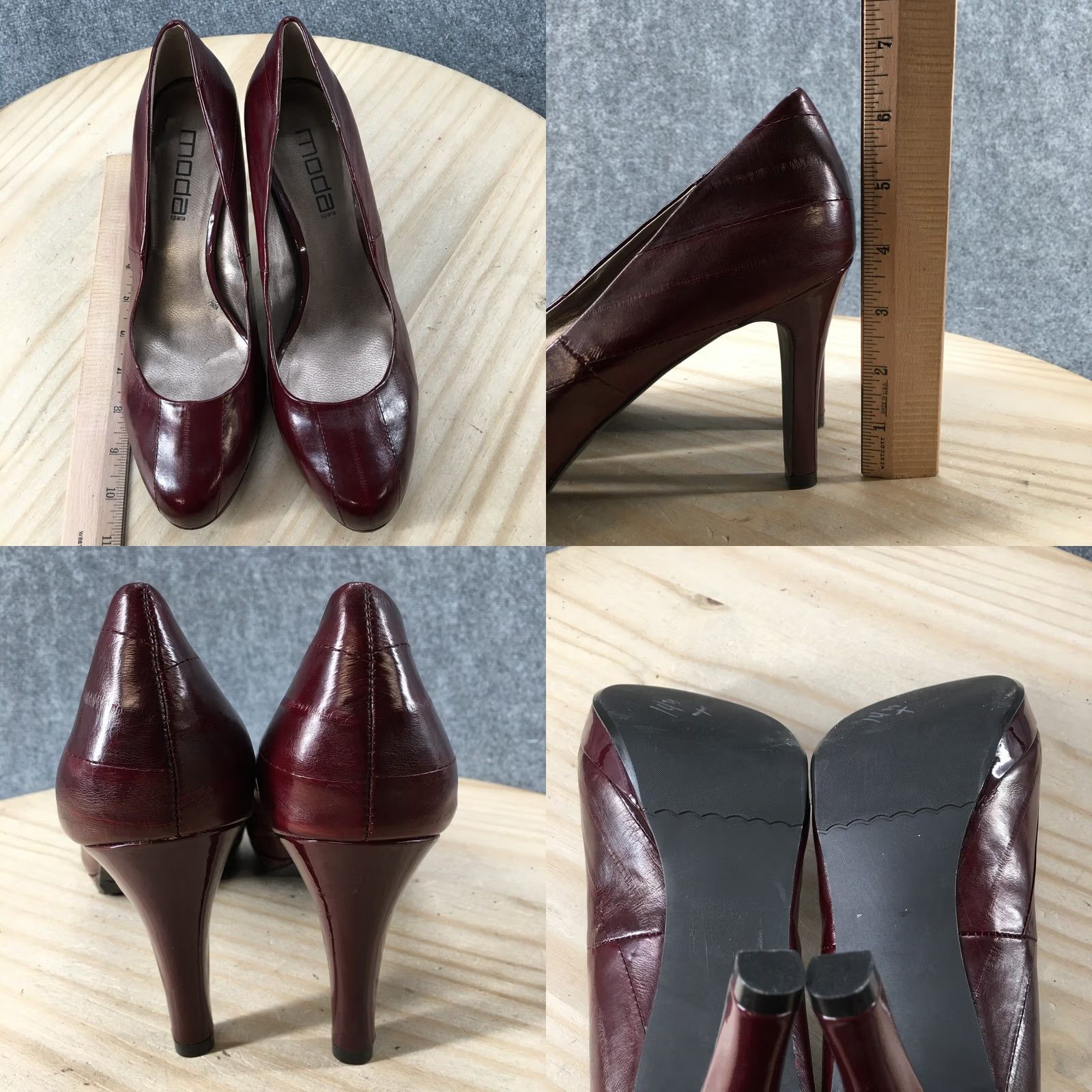 Vintage Moda Spana Womens 10 M Dress Pump High Heels Slip On Red Faux Leather Shoe Size L / US 10 / IT 46 - 8 Thumbnail