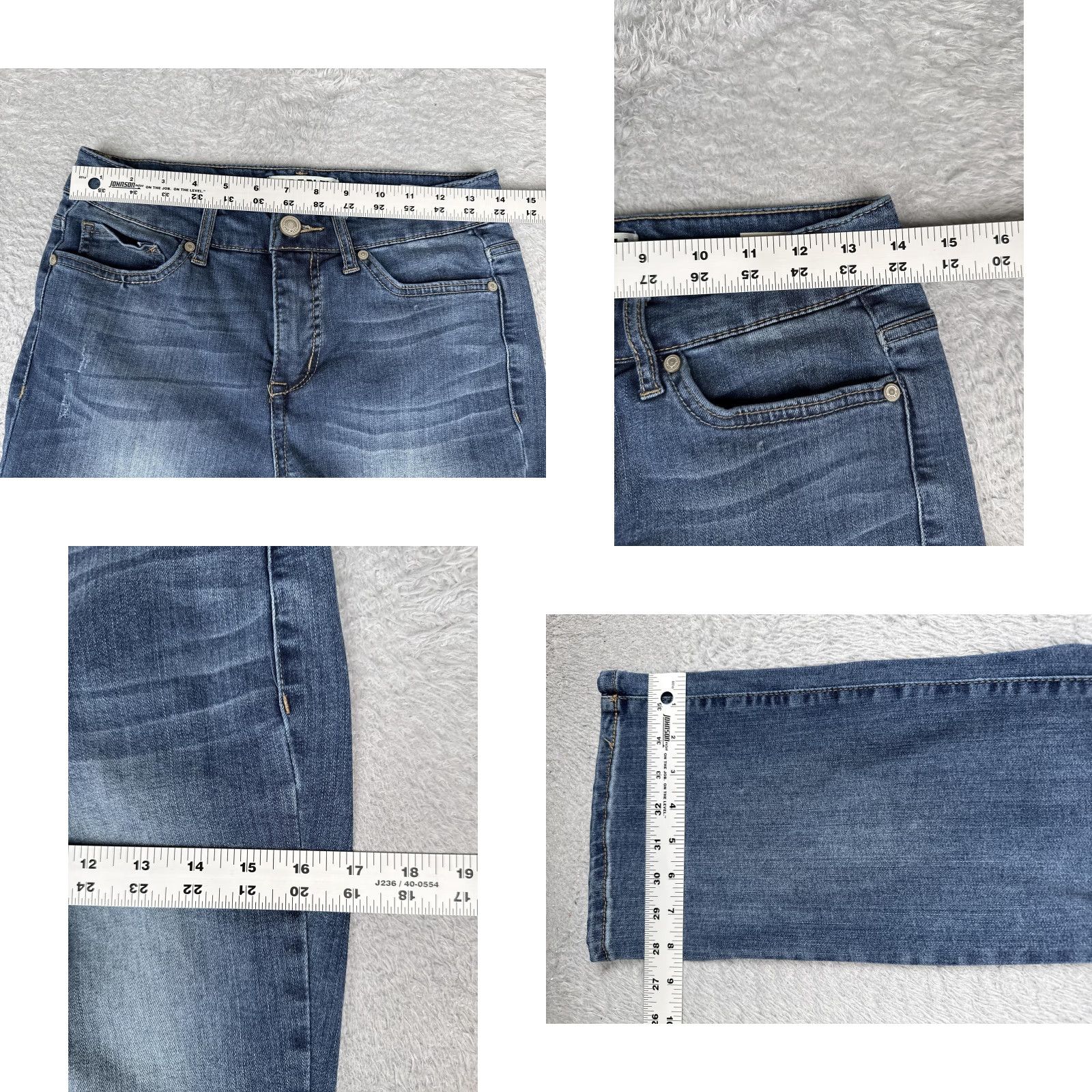 Vintage Code Bleu Jeans Womens Bootcut 6 Blue Medium Wash Mid Rise Stretch 27x31 Denim 5-Pocket Distressed Twin Button Zip Vintage No N/A Size 28" / US 6 / IT 42 - 9 Thumbnail
