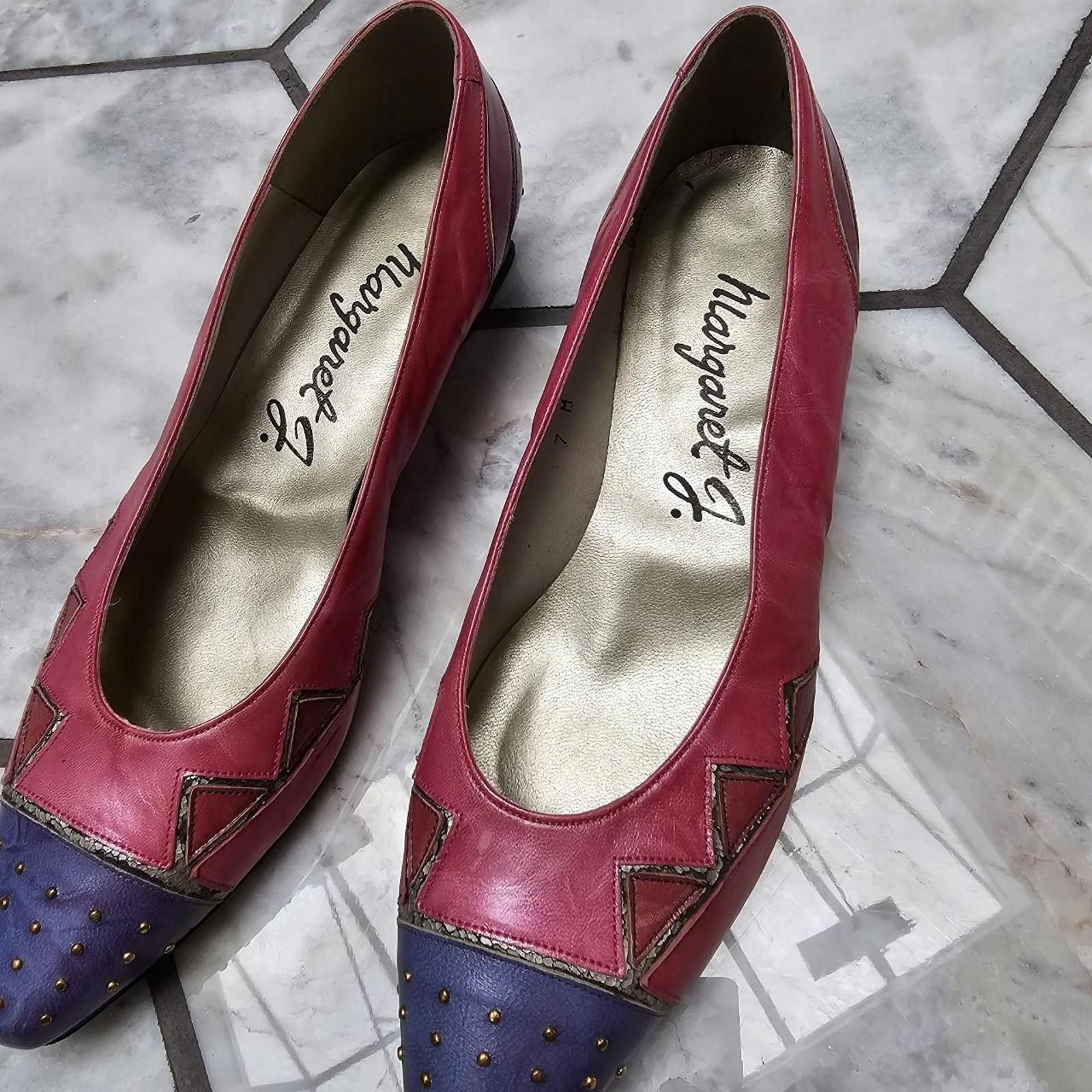 Other Pink and Purple Vintage Kitten Heels Margaret Jerrolod Size US 7 / IT 37 - 2 Thumbnail