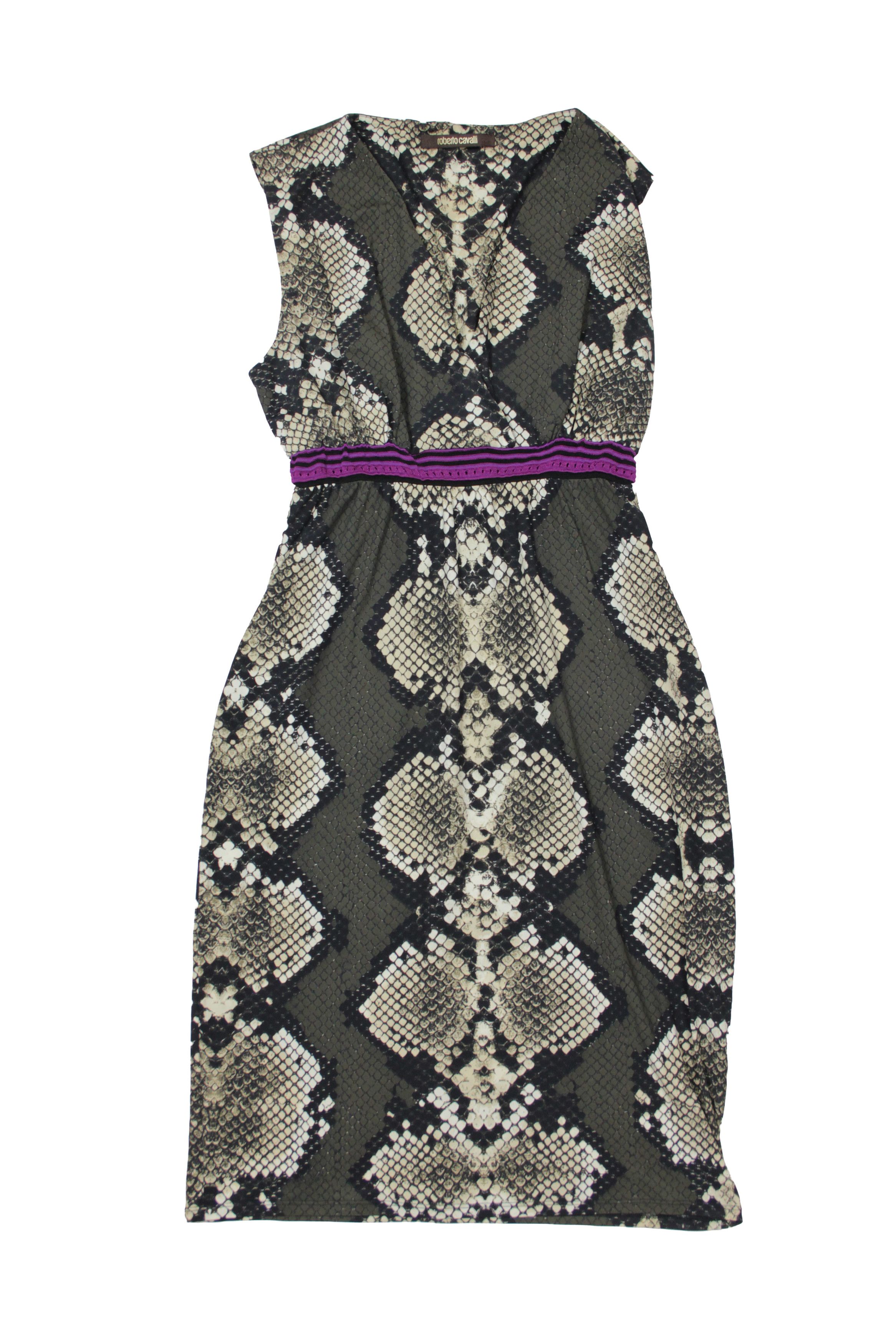 Roberto Cavalli 00S Snakeskin Print Stretch Dress Vintage Size S / US 4 / IT 40 - 1 Thumbnail