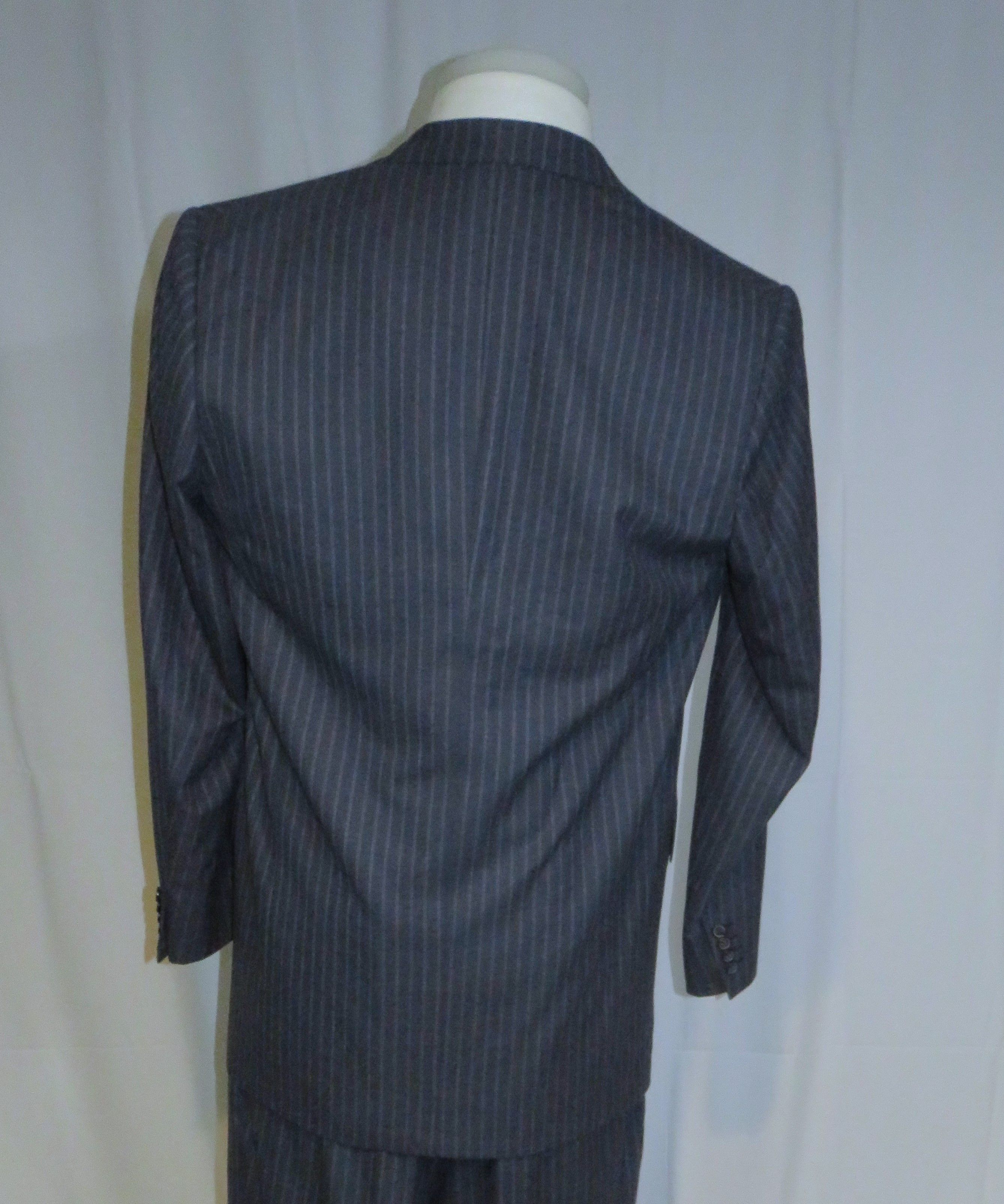 Brioni Nomentano Super 160 Custom Made Blue Striped Suit 42L NWT Size 42L - 12 Thumbnail