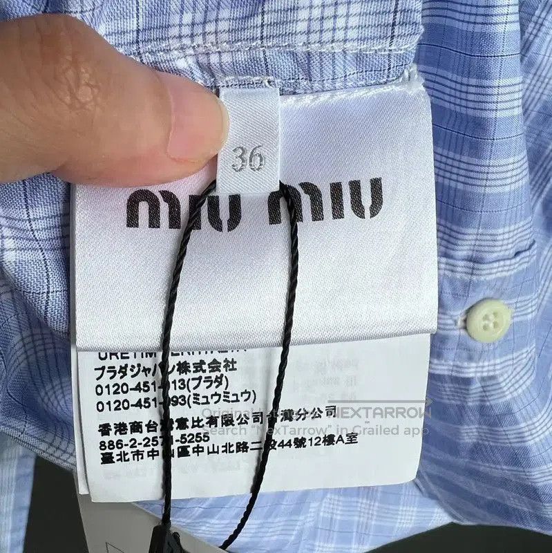 Miu Miu Miu Miu Light Blue Cotton Shirt for Women . Size M / US 6-8 / IT 42-44 - 4 Thumbnail