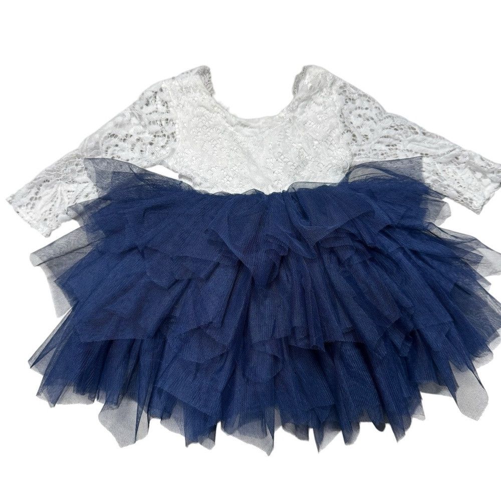 Other 2BUNNIES Peony Lace Tiered Navy Dress Size 6 Months Size XXS / US 00 / IT 34 - 3 Thumbnail